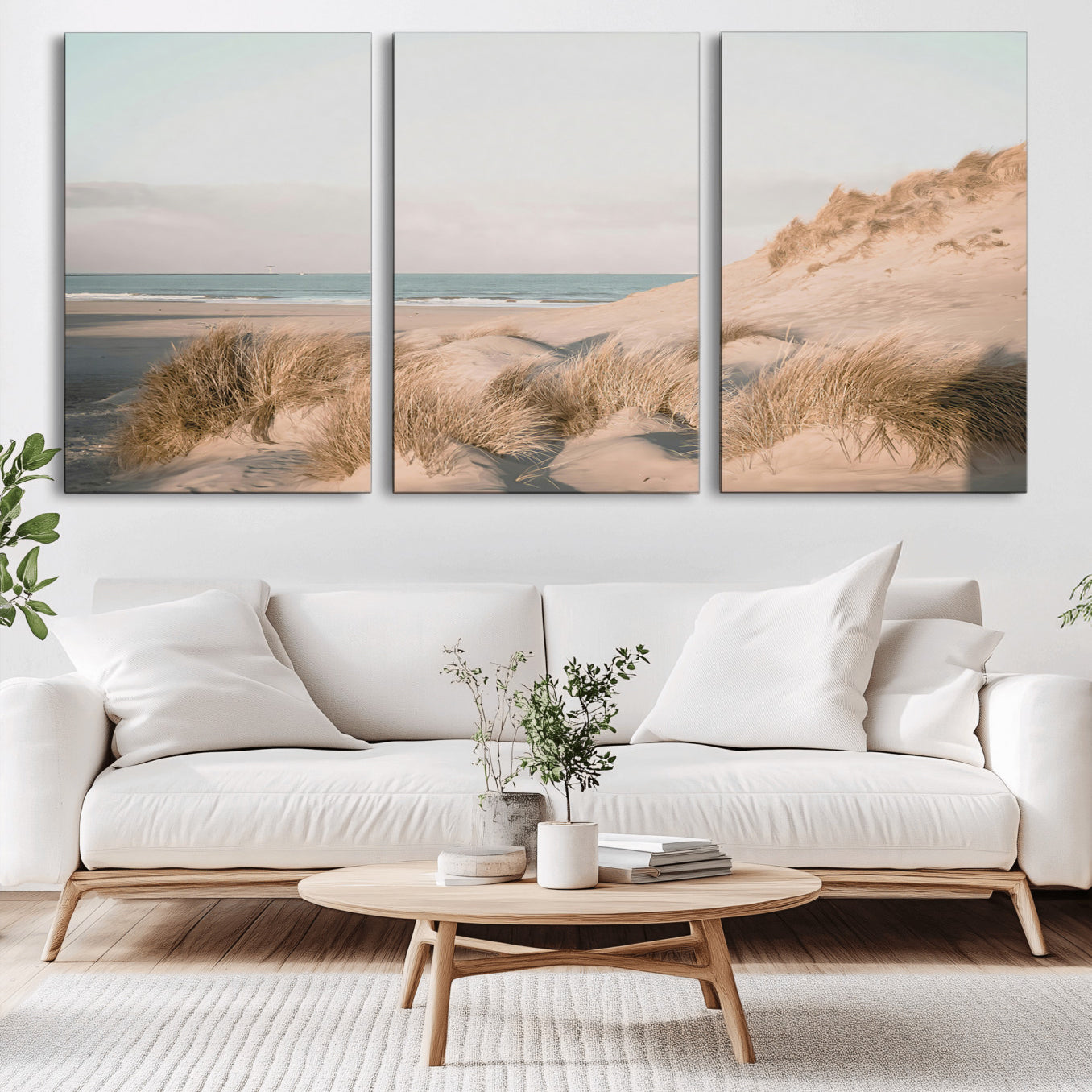 -Beach Landscape Wall Art Canvas Print – Framed Sand Dune Photography Minimalist Seascape Artwork for Home Office