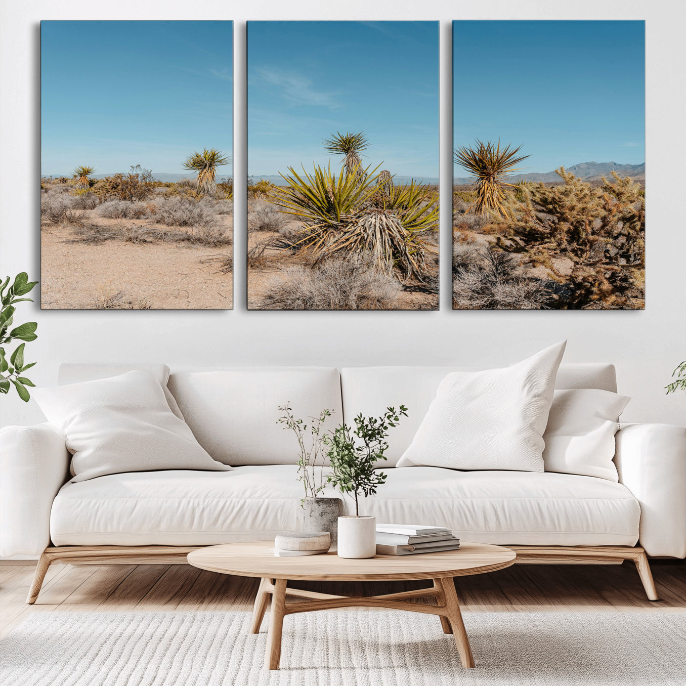 35156165-MGV-CV-36X24-Joshua Tree Wall Art Canvas Print – Framed Desert Landscape Warm Earth Tones Southwestern Minimalist Artwork for Home, Office