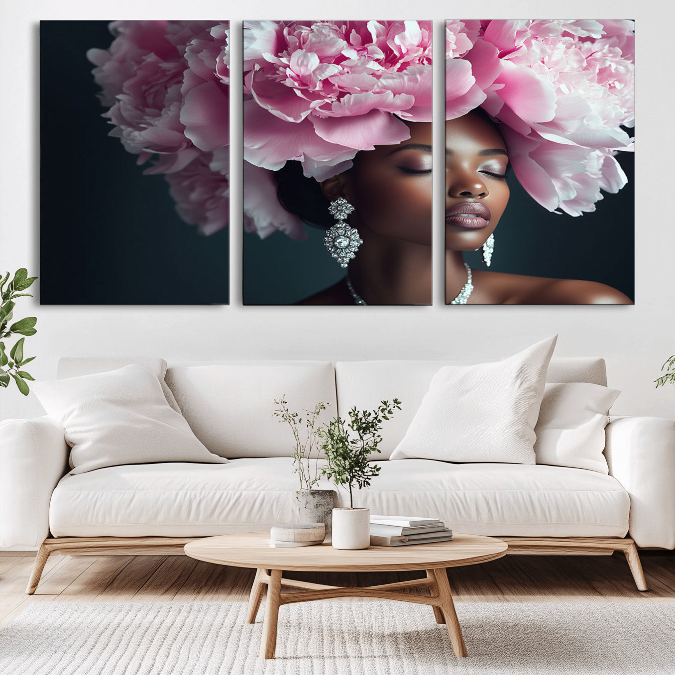 -Black Beauty Petal Crown Wall Art Canvas Print – Floral Petal Headpiece Elegant Design, Petal Inspired Artwork for Home, Office