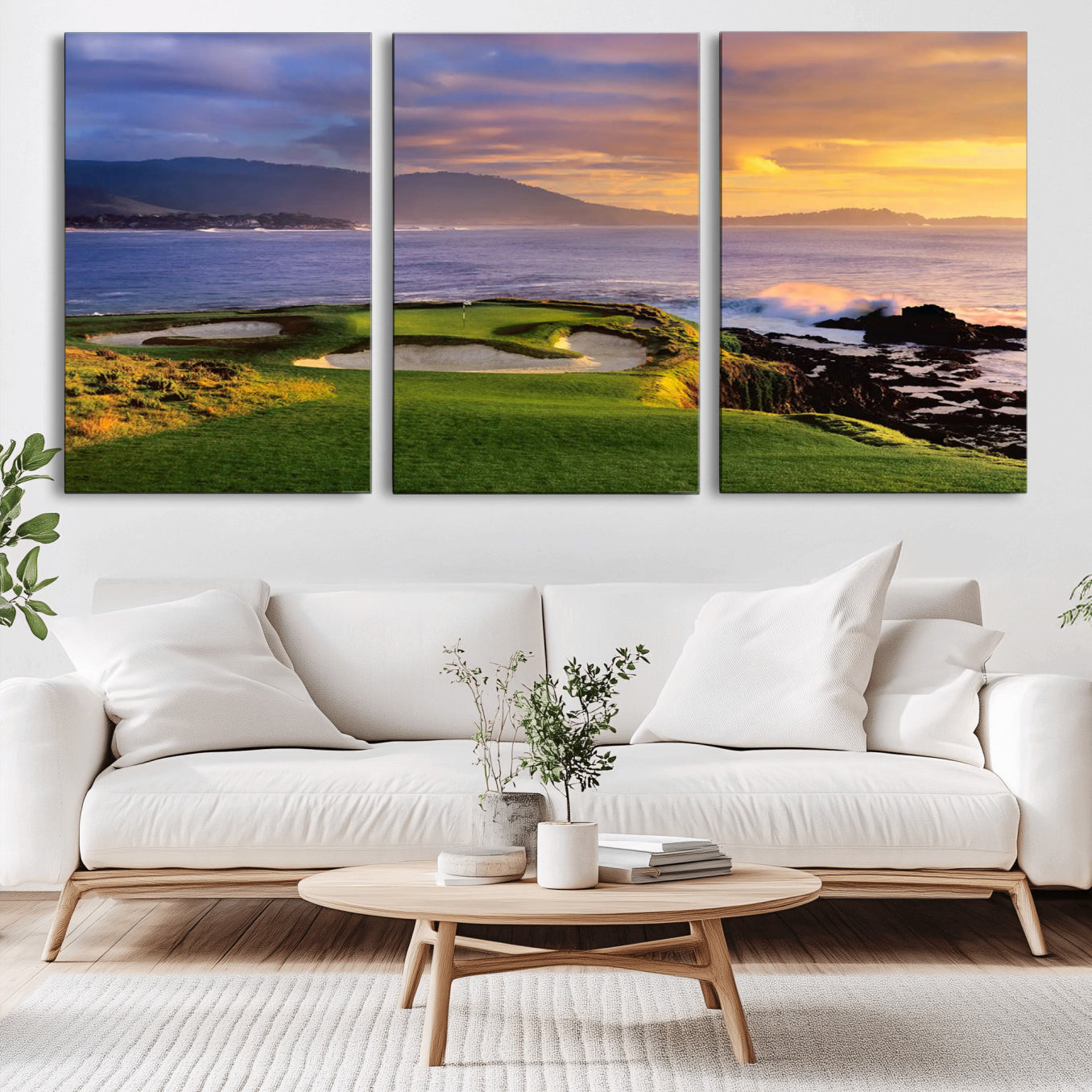 73699248-MGV-CV-36X24-Pebble Beach Golf Wall Art Canvas Print – Iconic Coastal Golf Course Artwork for Home, Office, Living Room
