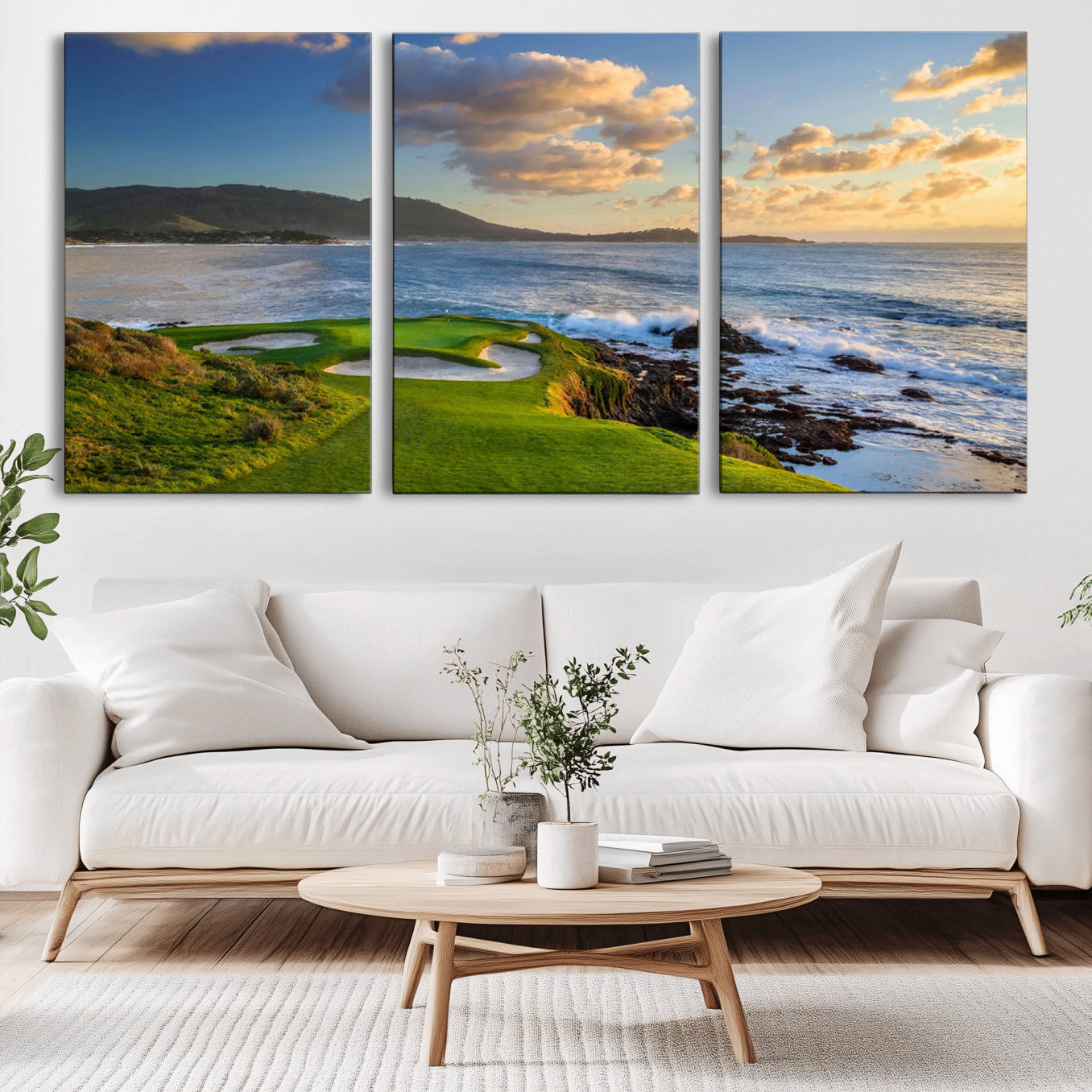 50107048-MGV-CV-36X24-Pebble Beach Golf Links Wall Art Canvas Print – Iconic Coastal Golf Course Artwork for Home, Office, Living Room