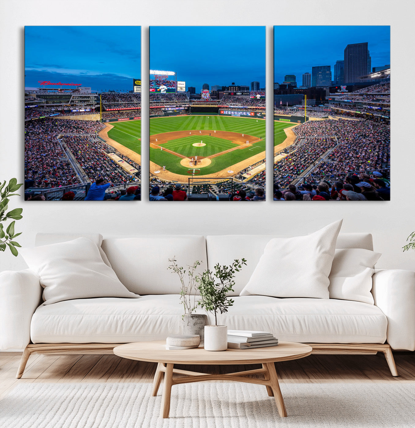 77273035-MGV-CV-36X24-Target Field Stadium Wall Art Canvas Print – Minnesota Twins Baseball Team Iconic Ballpark Scene for home, office