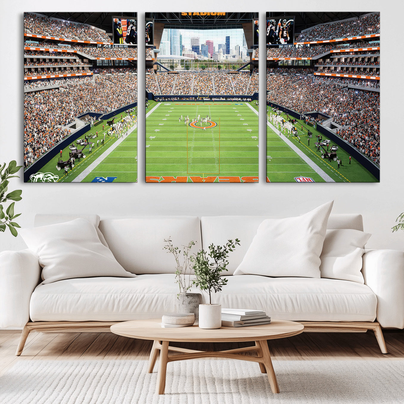 -Chicago Bears Soldiers Field Wall Art Canvas Print – Framed Football Stadium Artwork for Home, Office, Living Room