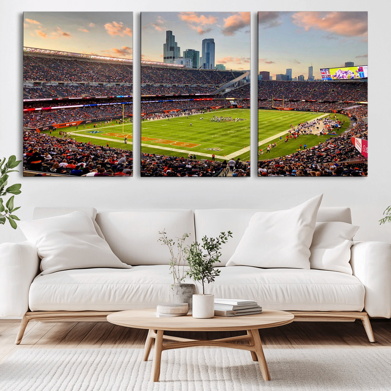 55377093-MGV-CV-36X24-Chicago Bears Soldiers Field Wall Art Canvas Print – Framed Football Stadium Artwork for Home, Office, Living Room