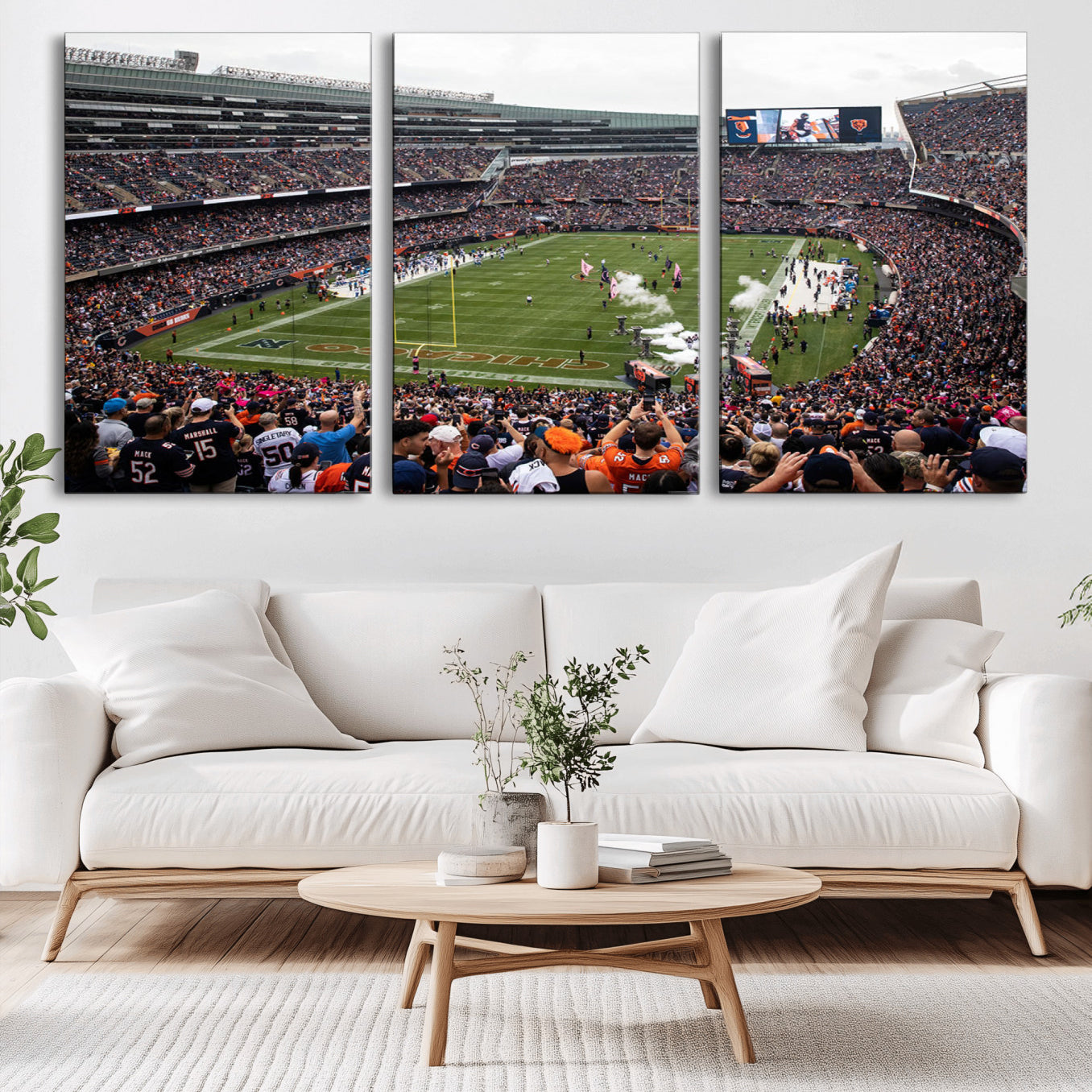 18347149-MGV-CV-60X30-3P-Chicago Bears Soldier Field Wall Art Canvas Print – Framed NFL Football Stadium Action Crowd Scene for home, office