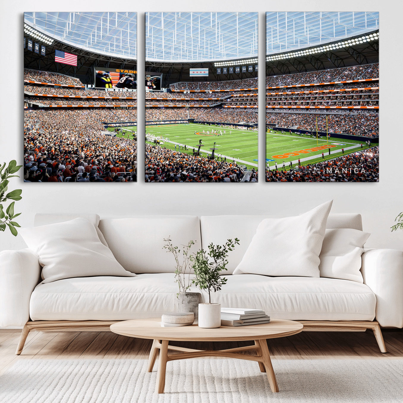 -Chicago Bears Soldiers Field Wall Art Canvas Print – Framed Football Stadium Artwork for Home, Office, Living Room