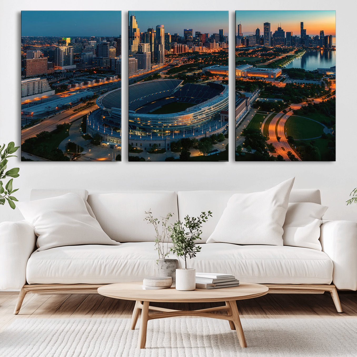 -Chicago Bears Soldiers Field Wall Art Canvas Print – Framed Football Stadium Artwork for Home, Office, Living Room