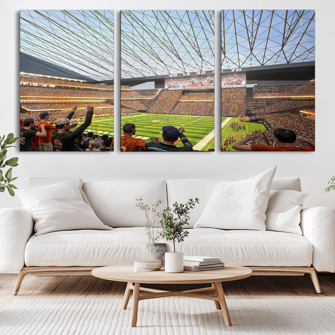 -Cleveland Browns Stadium Wall Art Canvas Print – Framed NFL Football Arena Artwork for Home, Office, Living Room