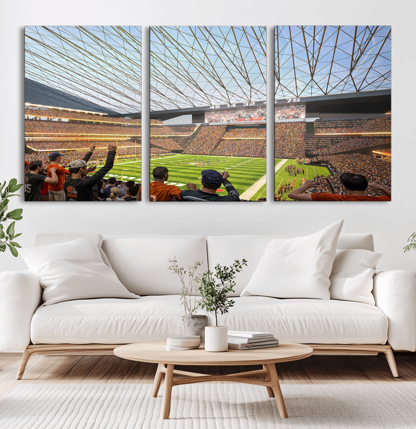 81960112-MGV-CV-36X24-Cleveland Browns Stadium Wall Art Canvas Print – Framed NFL Football Arena Artwork for Home, Office, Living Room