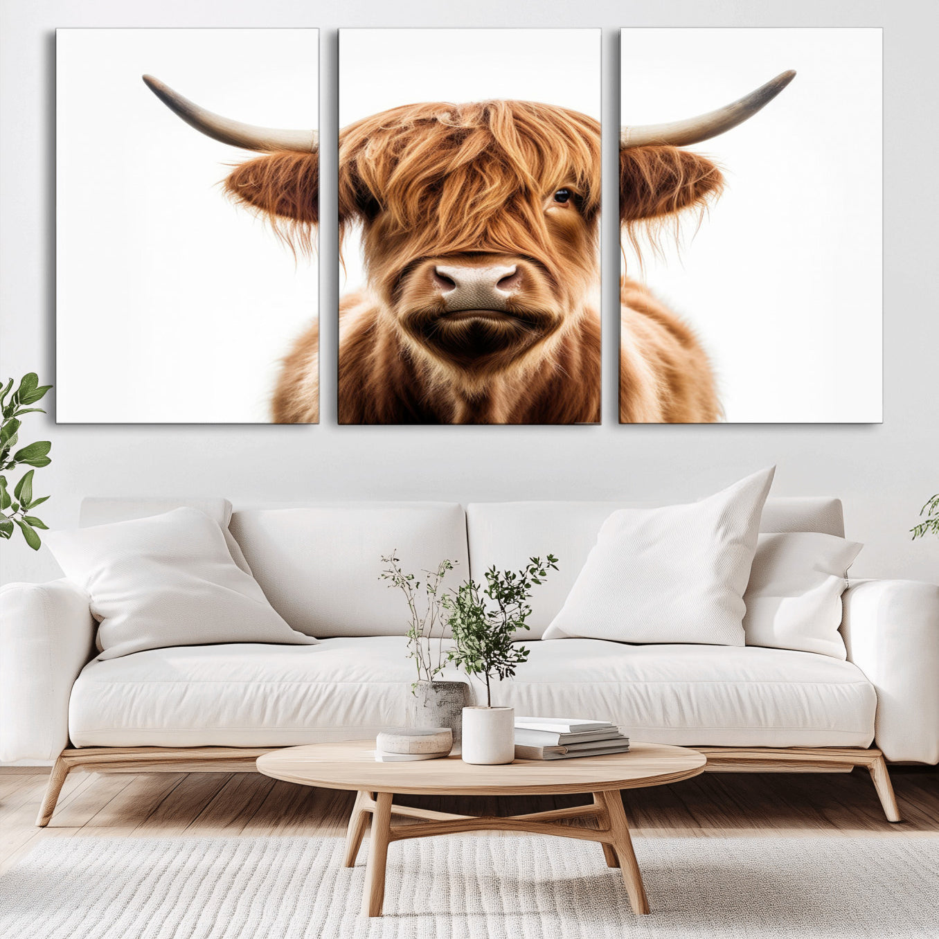 -Scottish Highland Cow Canvas Print, Framed Highland Cow Canvas Home Decor