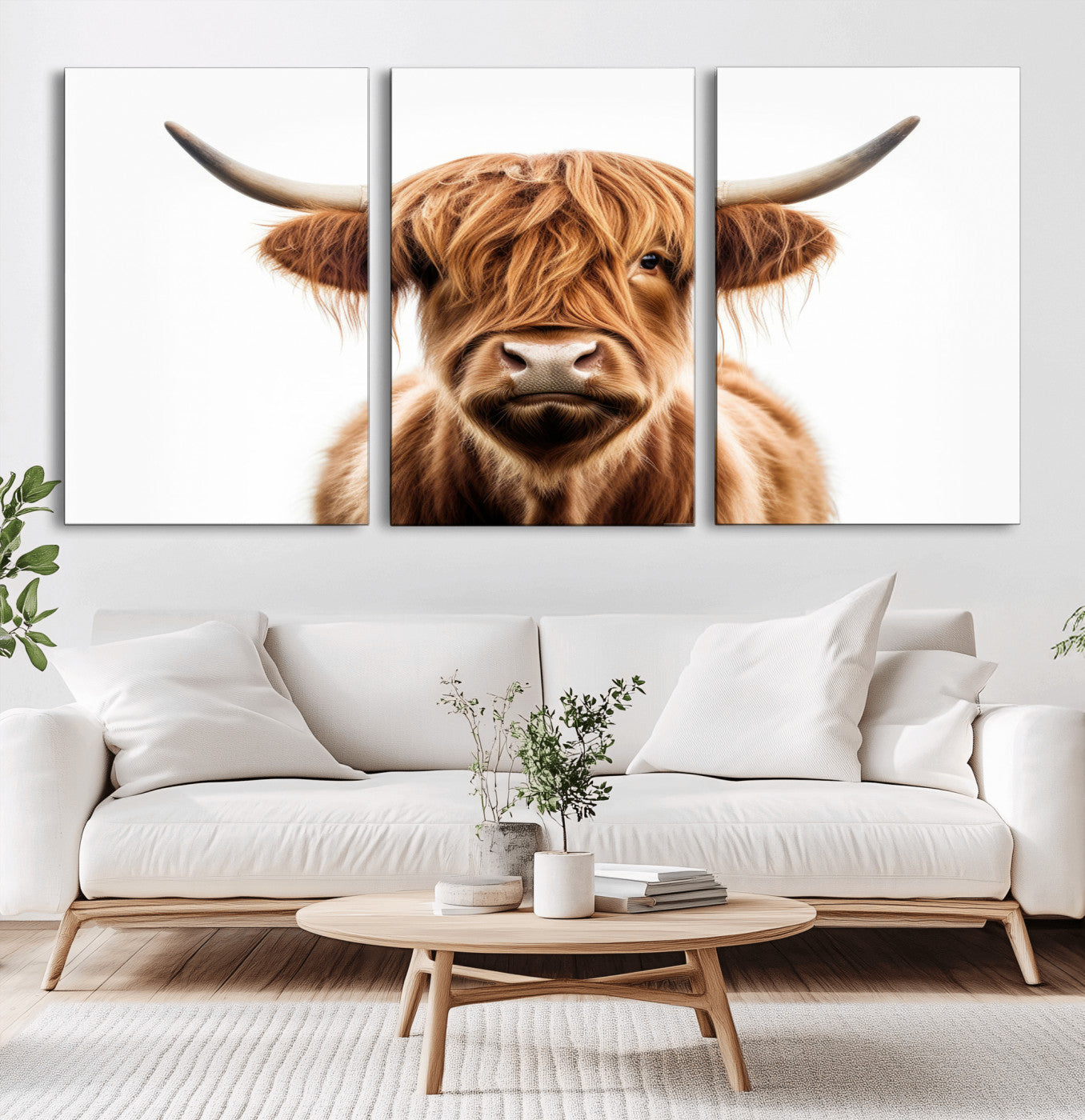 -Scottish Highland Cow Canvas Print, Framed Highland Cow Canvas Home Decor