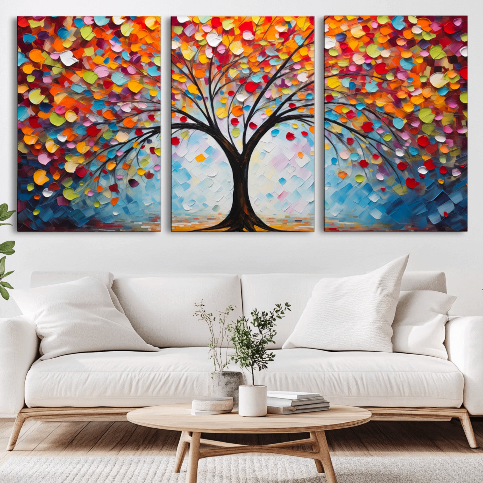 HS2447-MGV-CV-36X24-Vibrant Tree of Life Canvas Wall Art – Colorful Abstract Nature in Modern Decor - Ready to Hang