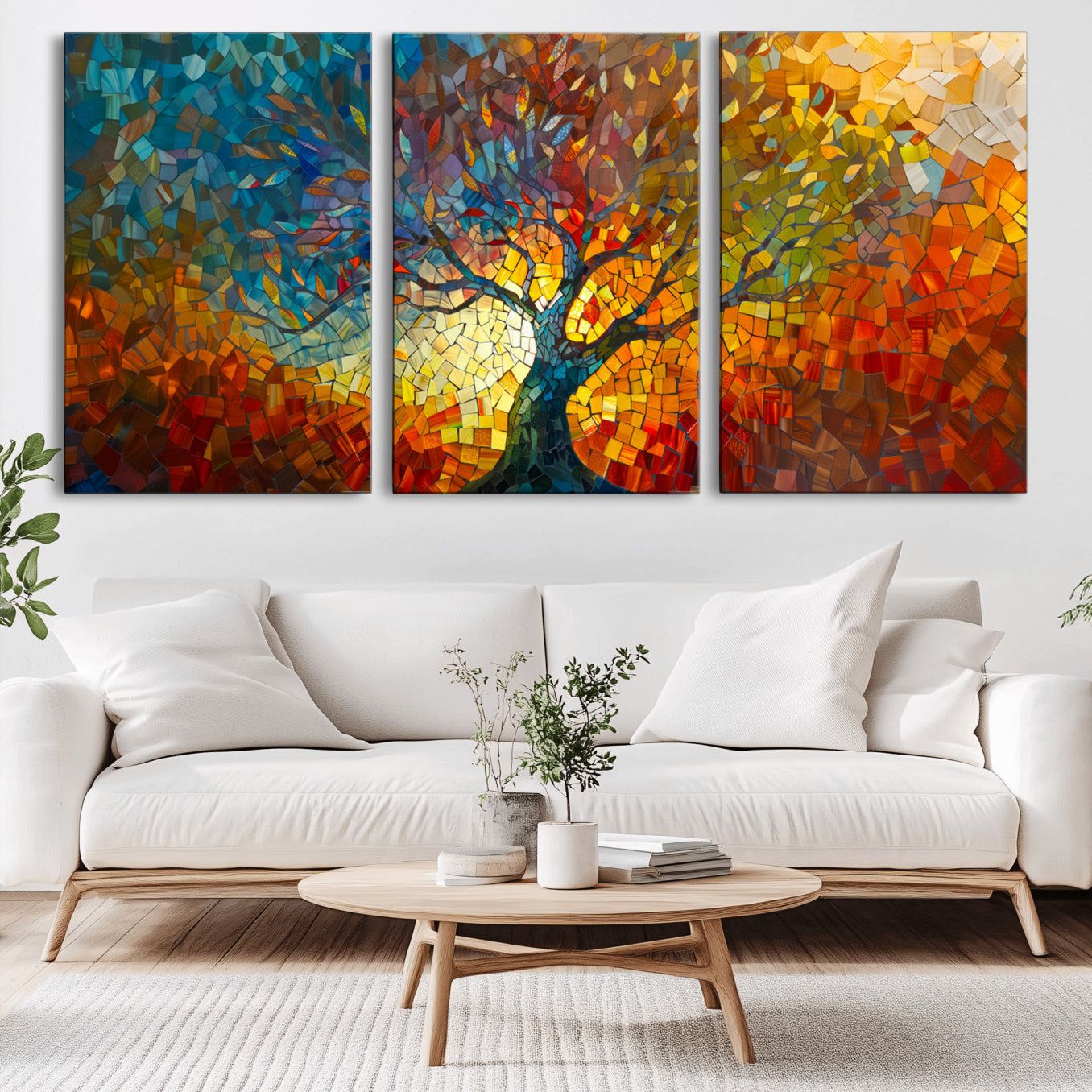 -Yggdrasil Tree of Life Mosaic Stained Glass Wall Art, Tree of Life Mosaic Wall Art Canvas Print