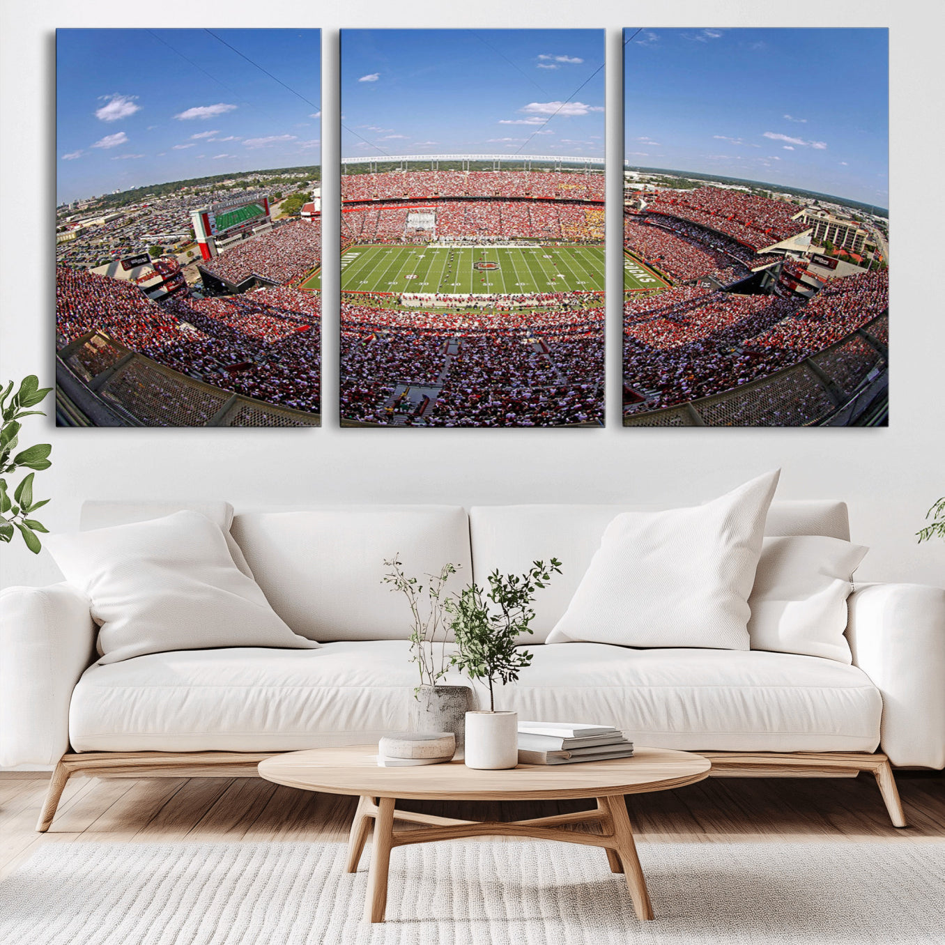 29492070-MGV-CV-60X30-3P - William Brice Stadium Wall Art Canvas Print – Stadium Crowd Sports Field Outdoor Event Football Game Artwork for Home Office