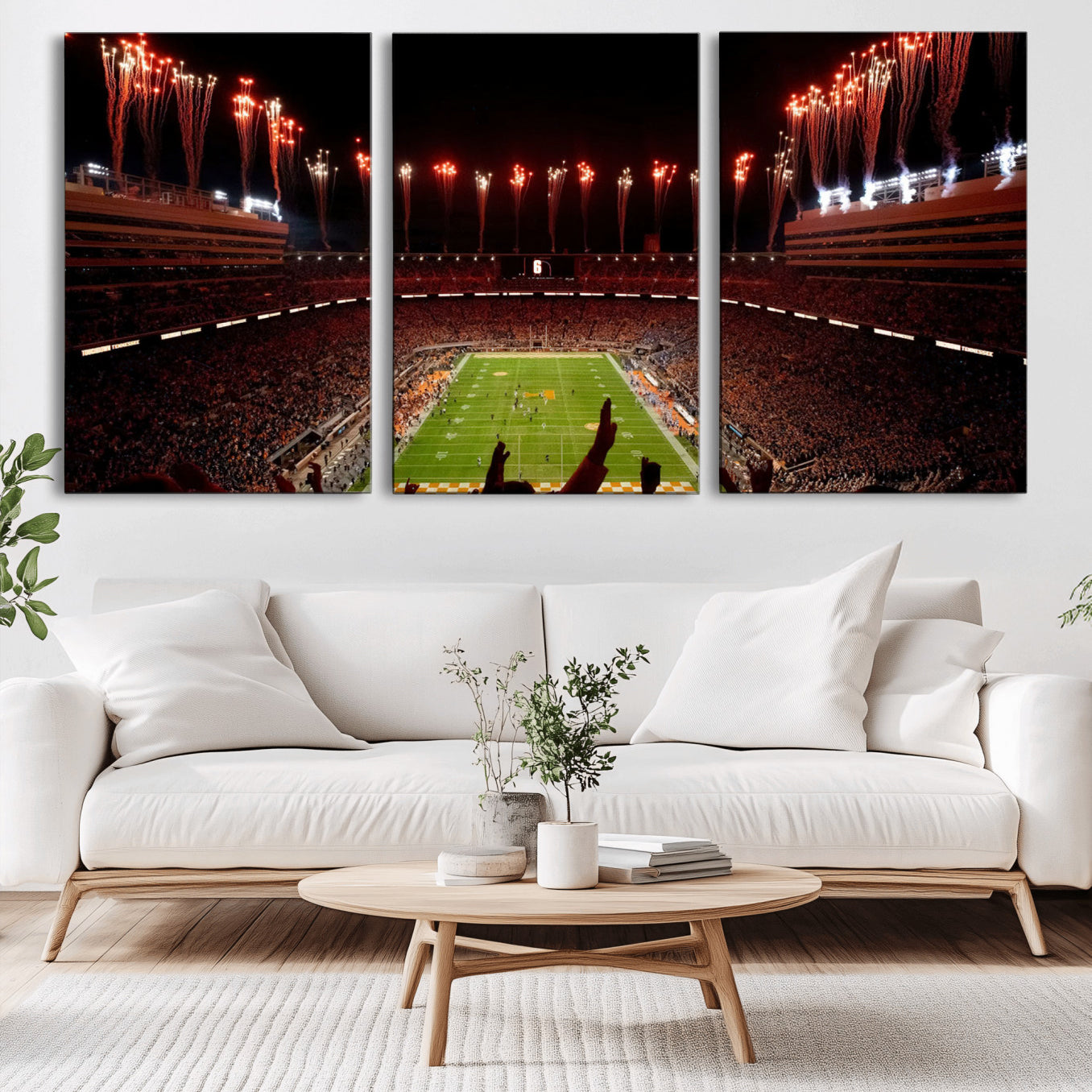 73358115-MGV-CV-60X30-3P - Tennessee Neyland Stadium Wall Art, Sports Arena Canvas Print, Panoramic Stadium Canvas Artwork for Home, Office