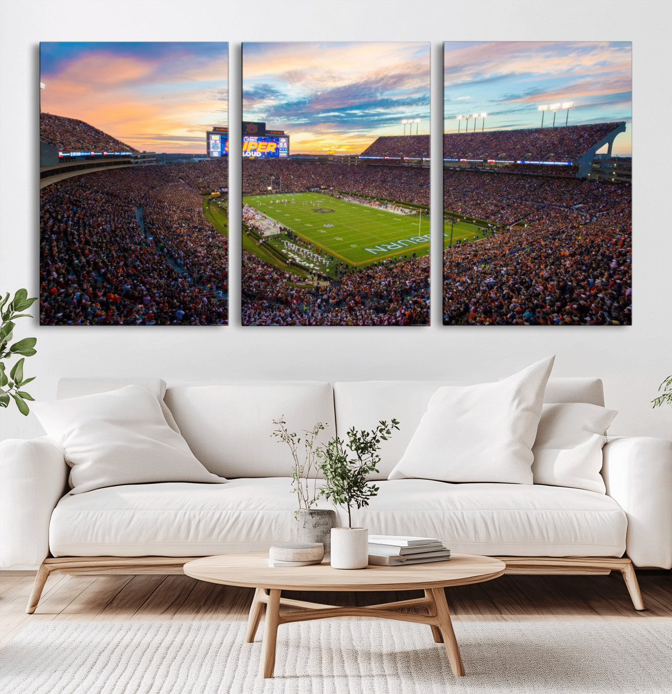 29755746-MGV-CV-36X24-Jordan-Hare Stadium Wall Art Canvas Print, Football Stadium Aerial View, College Sports Art for Man Cave or Game Room
