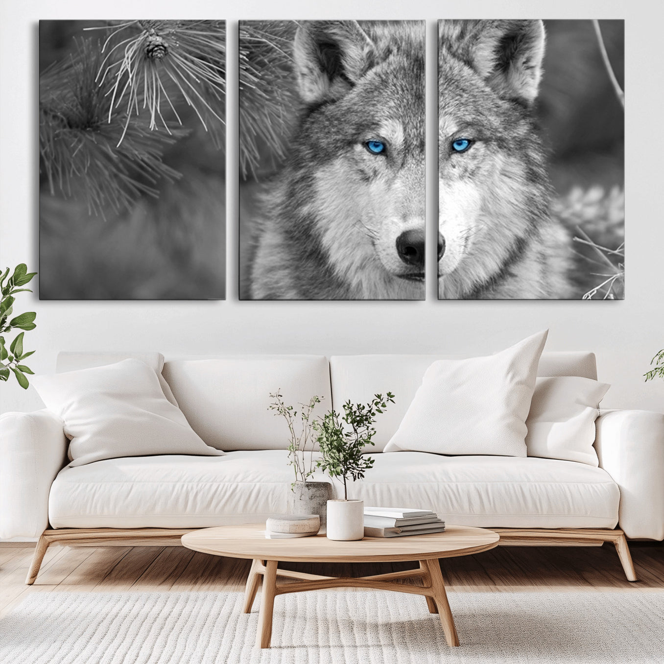 -Wild Wolf Blue Eye Wall Art Canvas Print