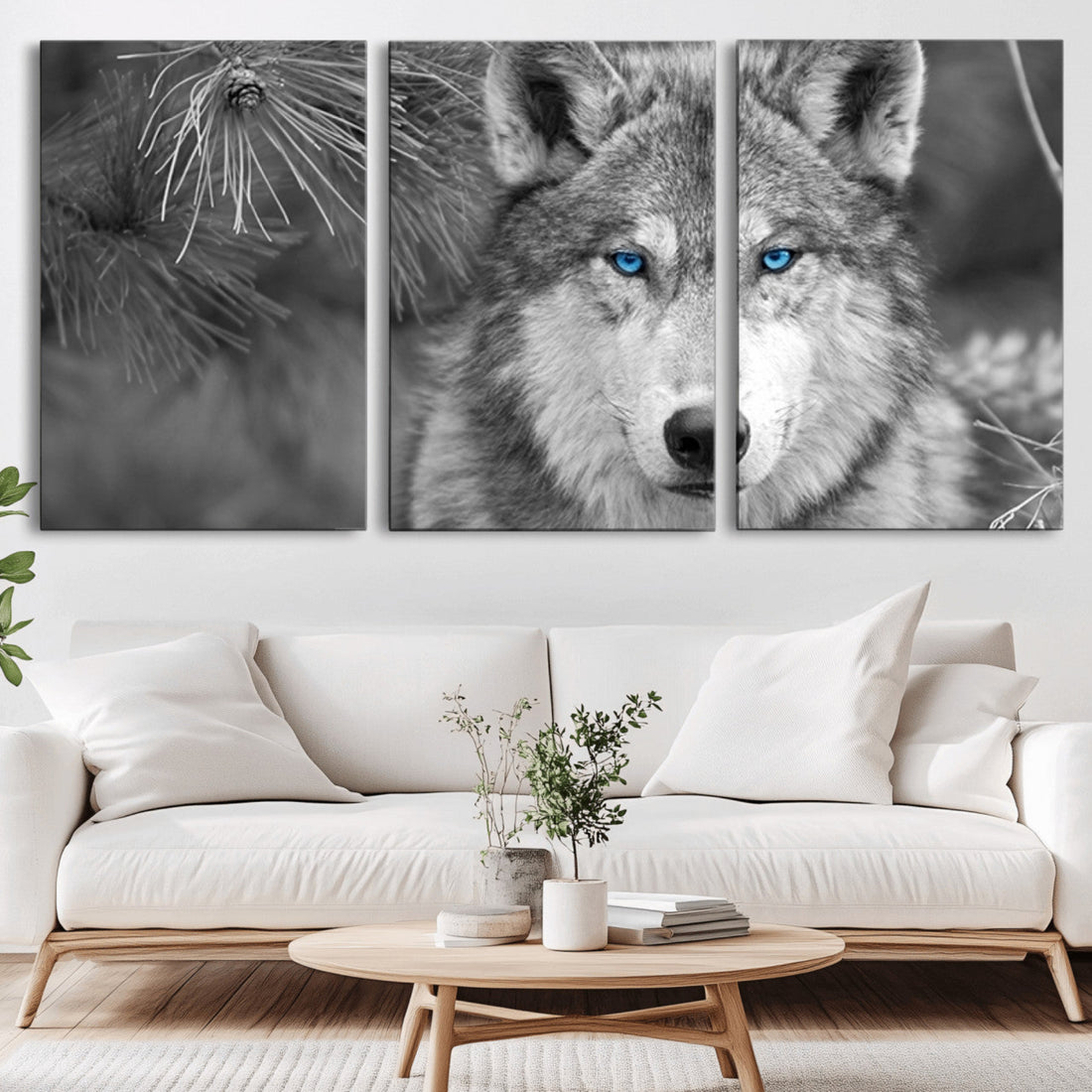 Wild Wolf Blue Eye Wall Art Canvas Print