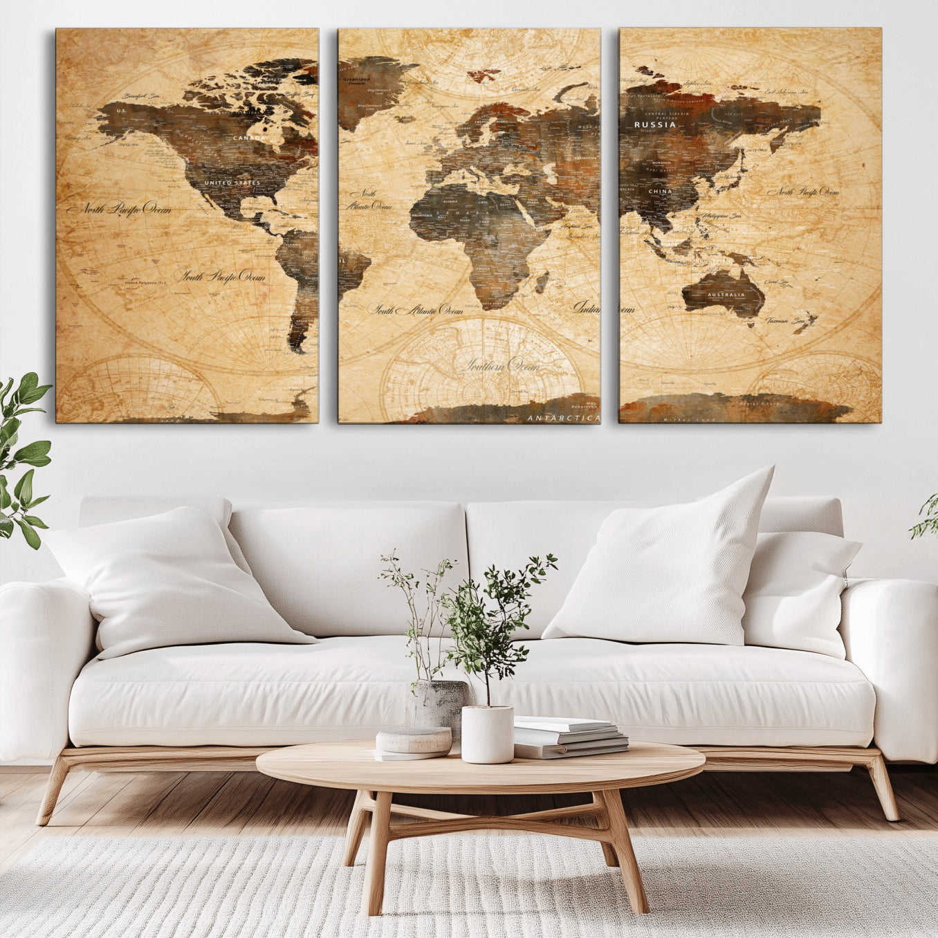 14542905-MGV-CV-60X30-3P - Push Pin World Map Canvas Print – Travel Tracker Wall Art for Couples, Perfect Anniversary Gift for Home or Office Decor