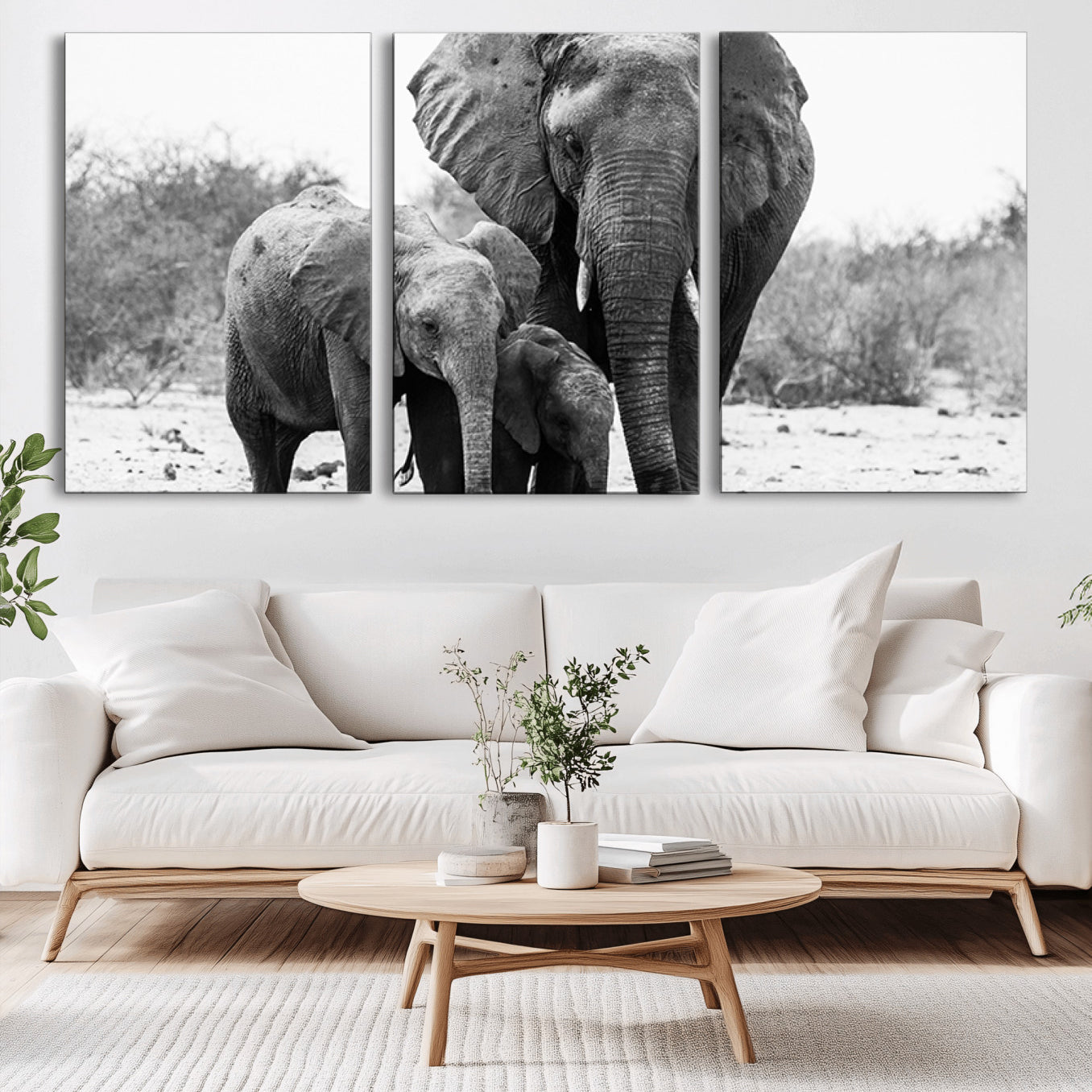 -Elephant Family Africa Wall Art Canvas Print
