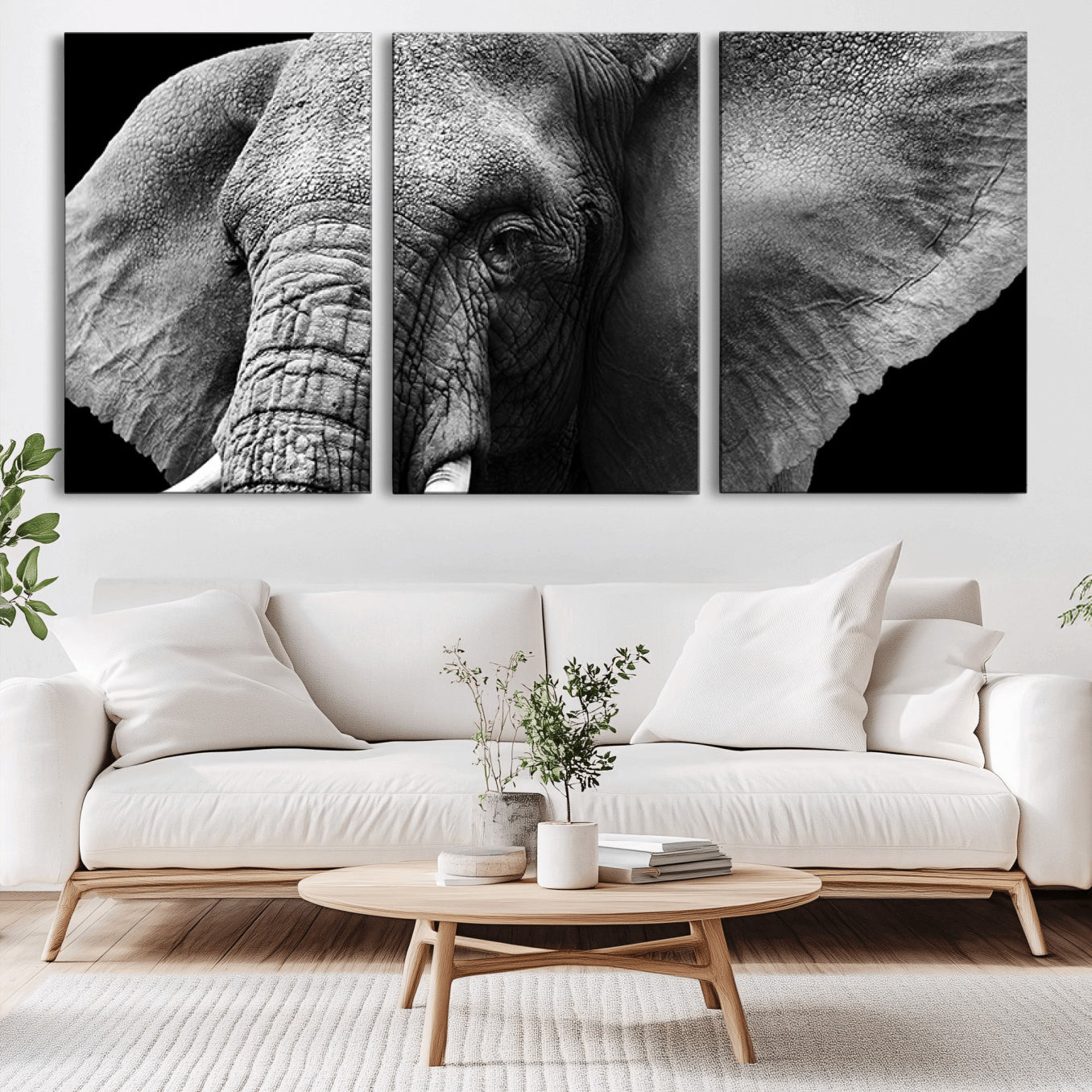 -Big Elephant Close Up Wall Art Canvas Print