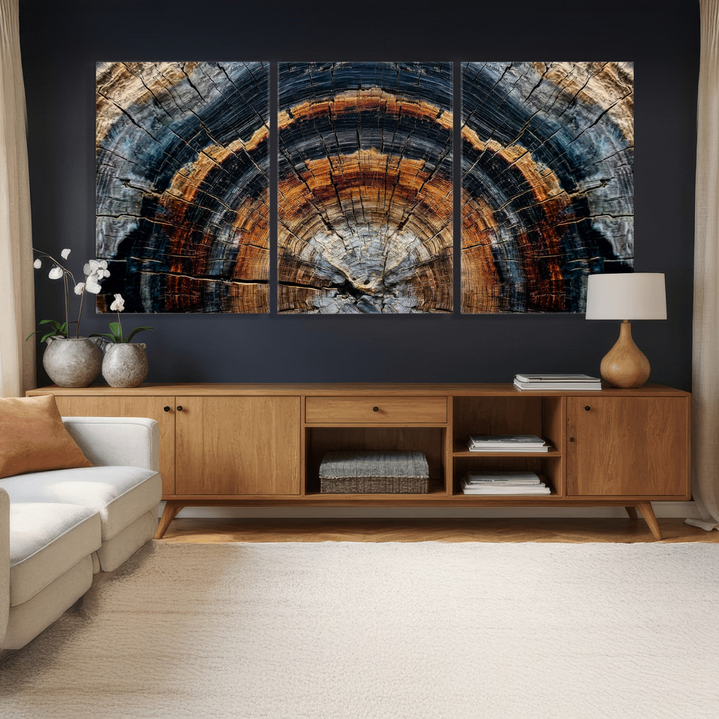 92693966A-MGV-CV-36X24 - Abstract Wood Grain Canvas Print, Tree Ring Pattern Wall Art, Framed Canvas Ready to Hang