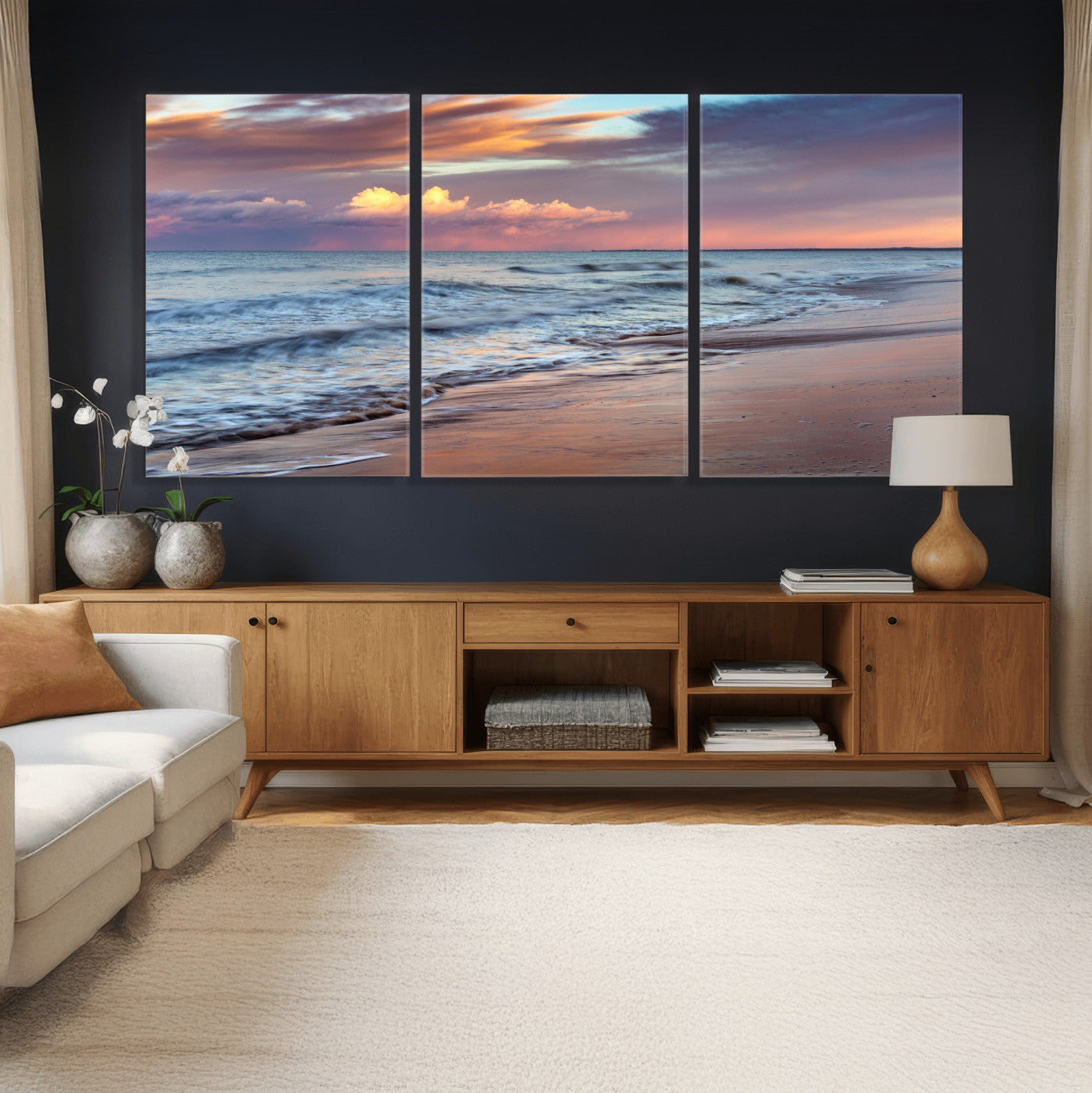 67765254-MGV-CV-36X24 - Ocean Sunset Wall Art Canvas Print – Coastal Beach Photography Artwork Print for Living Room, Bedroom, and Relaxing Home Decor