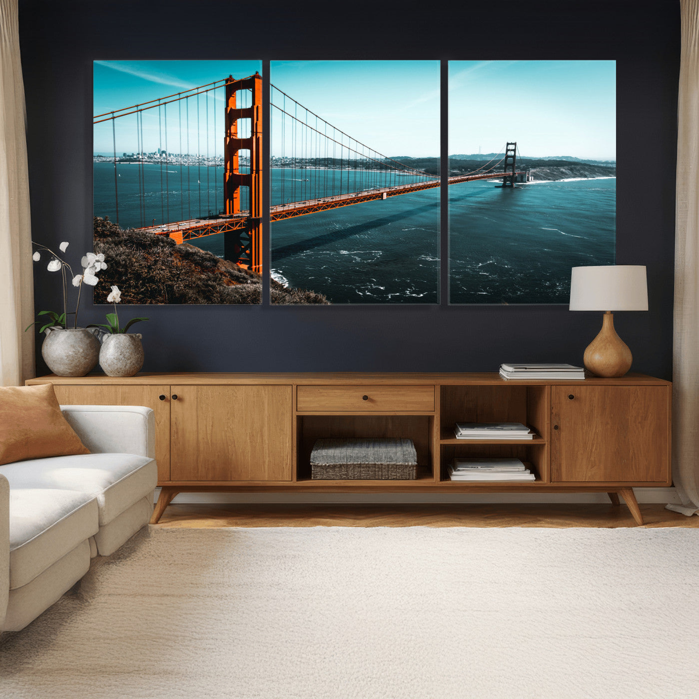 73996404-MGV-CV-36X24 - Golden Gate Bridge Wall Art Canvas Print – San Francisco Landmark Photography Artwork Print for Living Room, Office, and Modern Decor