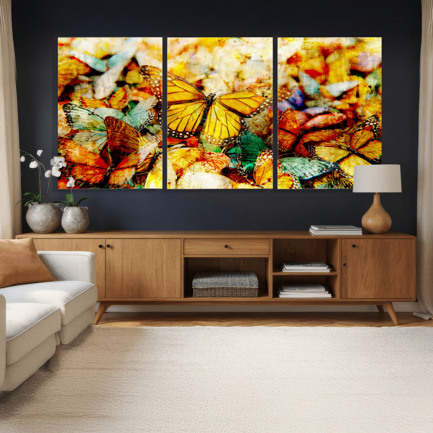 52514054-MGV-CV-36X24 - Butterfly Wall Art Canvas Print – Colorful Abstract Nature Artwork Print for Living Room, Bedroom, and Office Decor