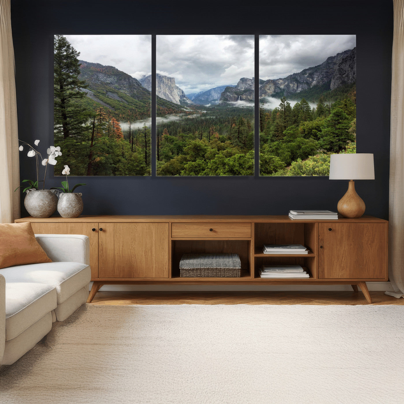 46168759-MGV-CV-36X24 - Yosemite Valley Wall Art Canvas Print, El Capitan Mountain Landscape Nature Wall Decor