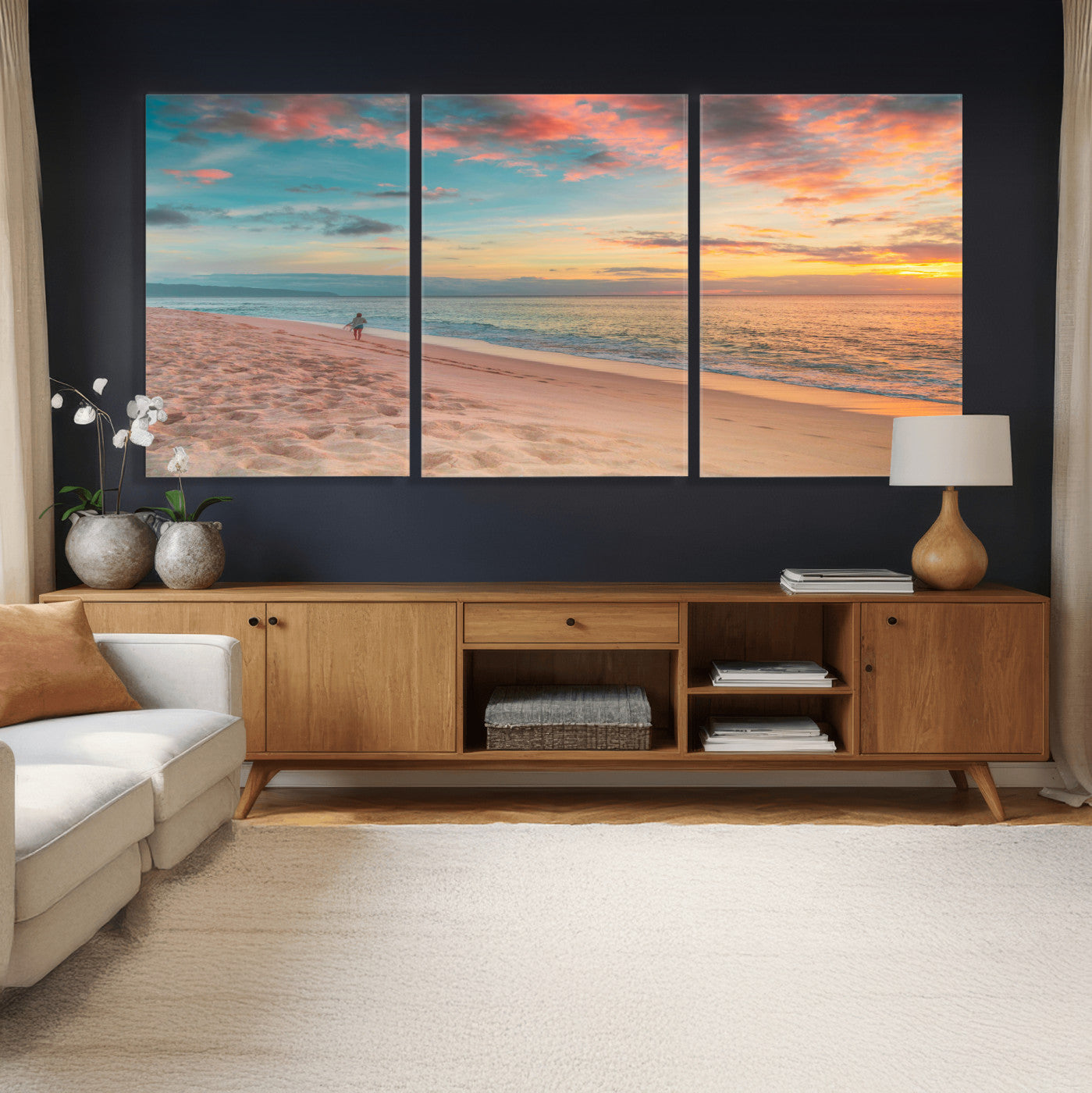 24511398-MGV-CV-36X24 - Beach Walk Wall Art Canvas Print – Soft Coastal Photography Artwork Print for Bedroom, Living Room, and Serene Home Decor