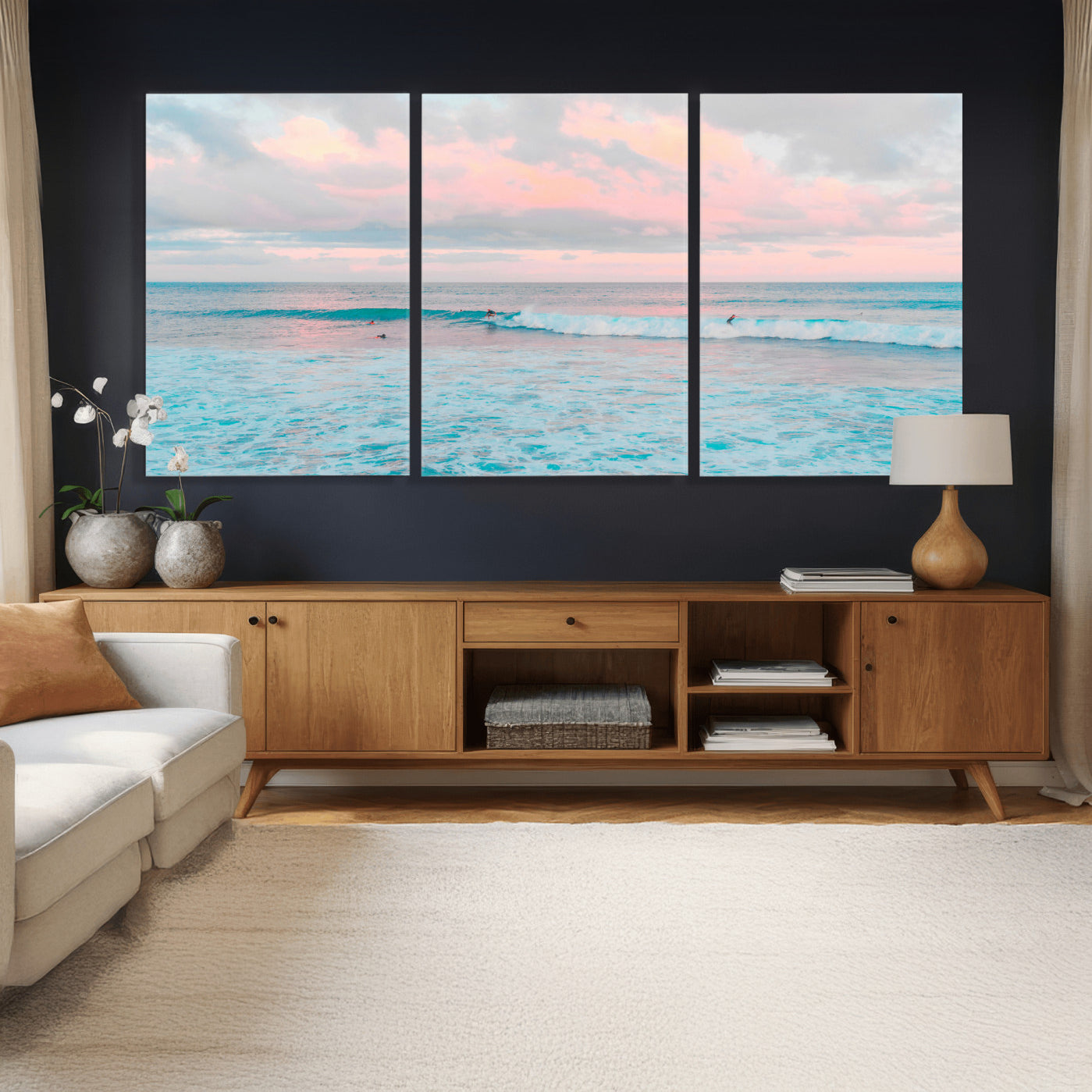 73216461-MGV-CV-36X24 - Ocean Wave Wall Art Canvas Print, Pastel Surf Seascape Photography, Coastal Beach Wall Decor