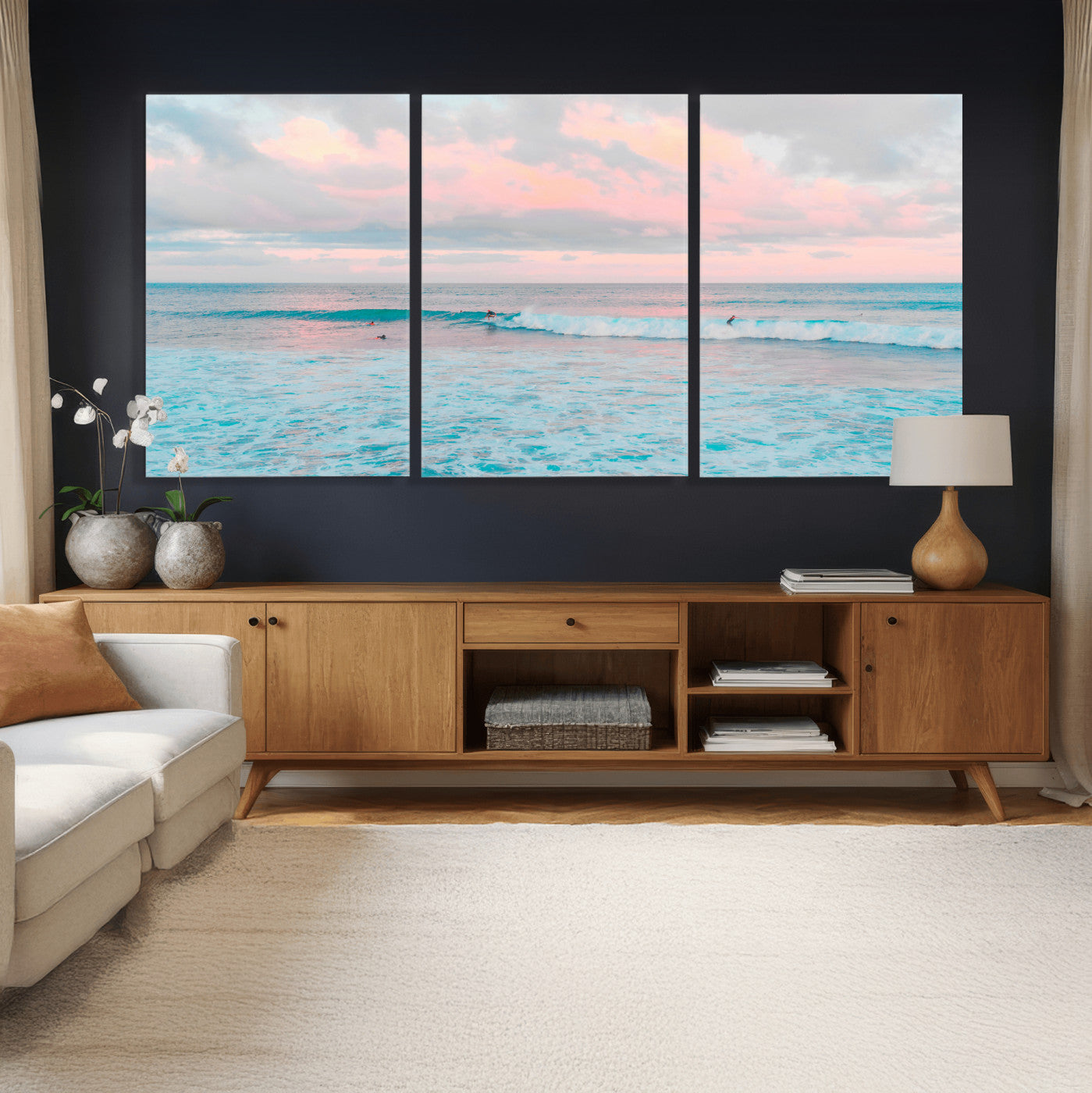 73216461-MGV-CV-36X24 - Ocean Wave Wall Art Canvas Print, Pastel Surf Seascape Photography, Coastal Beach Wall Decor