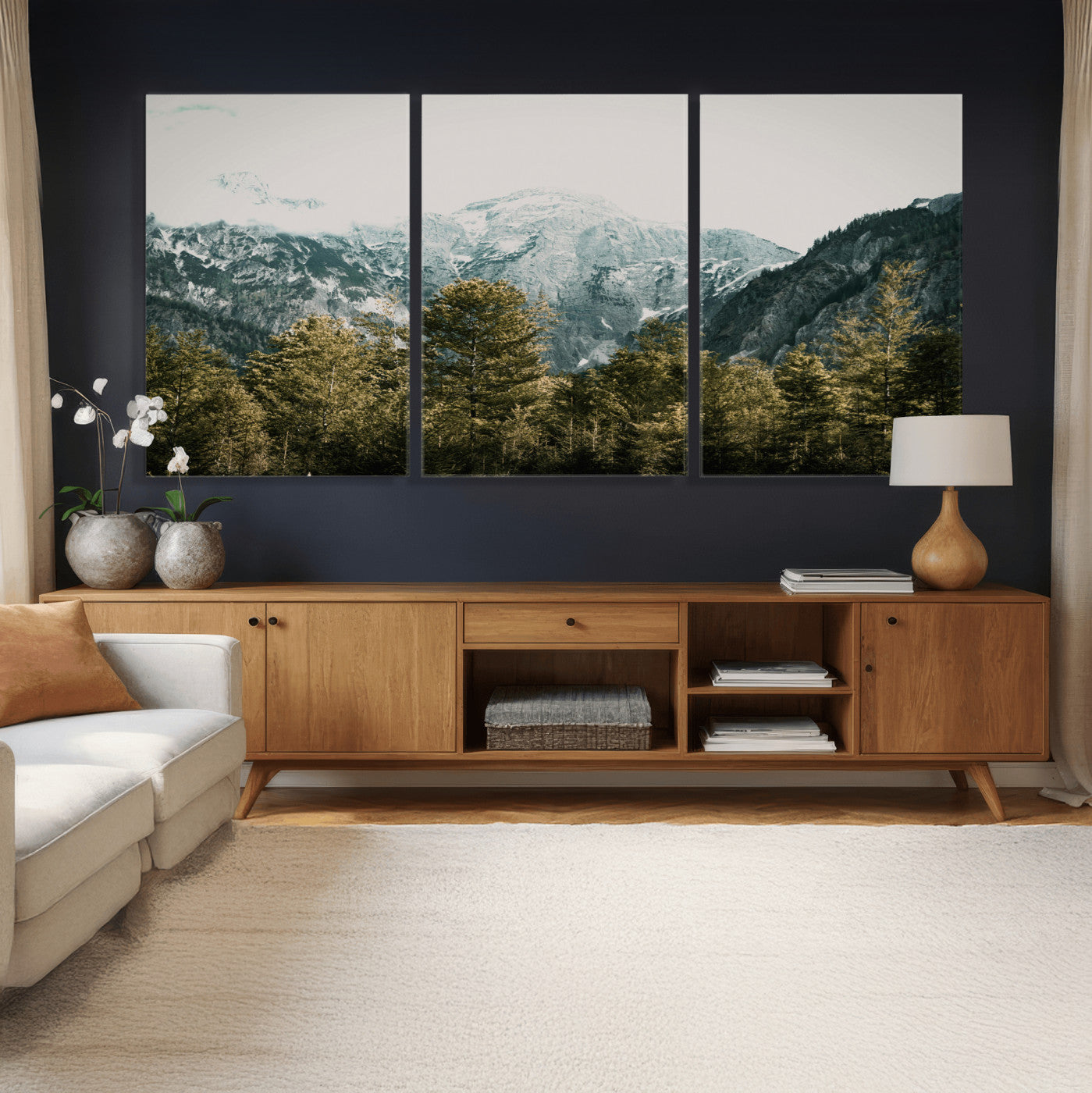 48479662-MGV-CV-36X24 - Mountain Forest Wall Art Canvas Print, Alpine Landscape Nature Photography, Moody Wilderness Wall Decor