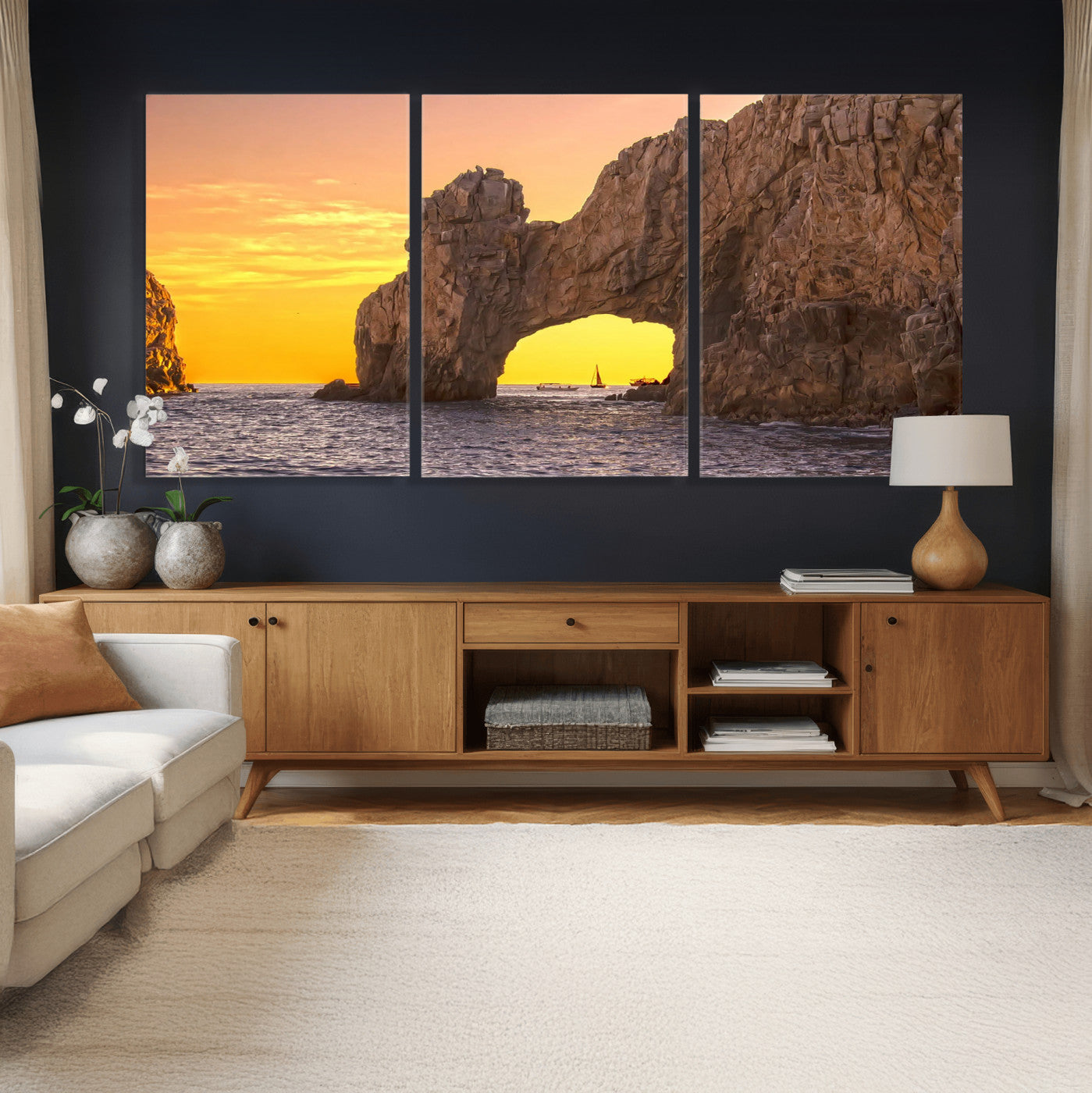 66414515-MGV-CV-36X24 - El Arco Cabo San Lucas Ocean Arch Wall Art Canvas Print, Baja California Rock Arch Seascape Canvas Print, Mexico Coastal Landmark Scenic Art Printing