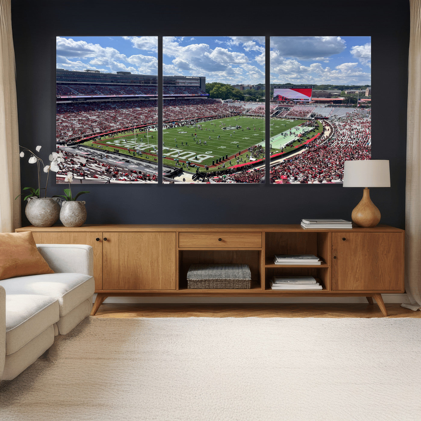10665453-MGV-CV-36X24 - Georgia Bulldogs Stadium Wall Art Canvas Print, Sanford Stadium Football Field Panorama, College Football Game Day Wall Decor