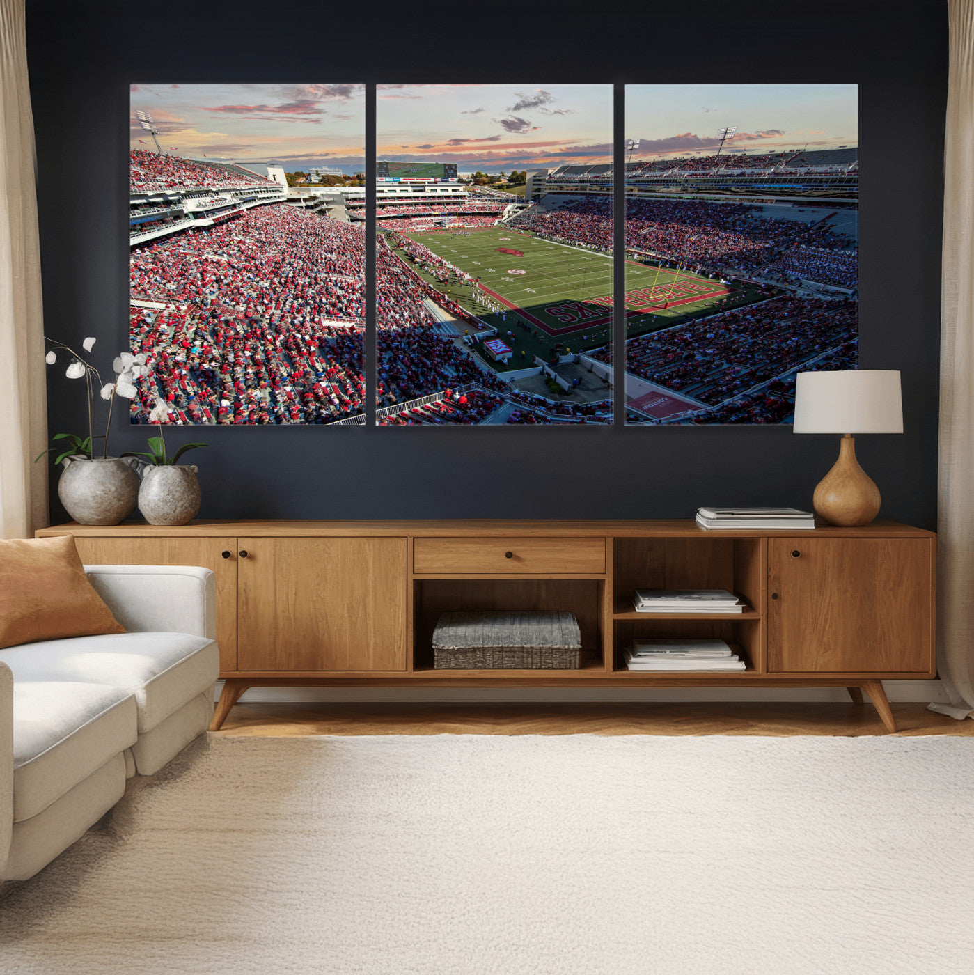 46571211-MGV-CV-36X24 - Donald W. Reynolds Razorback Stadium Wall Art Canvas Print – Arkansas Razorbacks Football Artwork for Home, Office, and Sports Room Decor