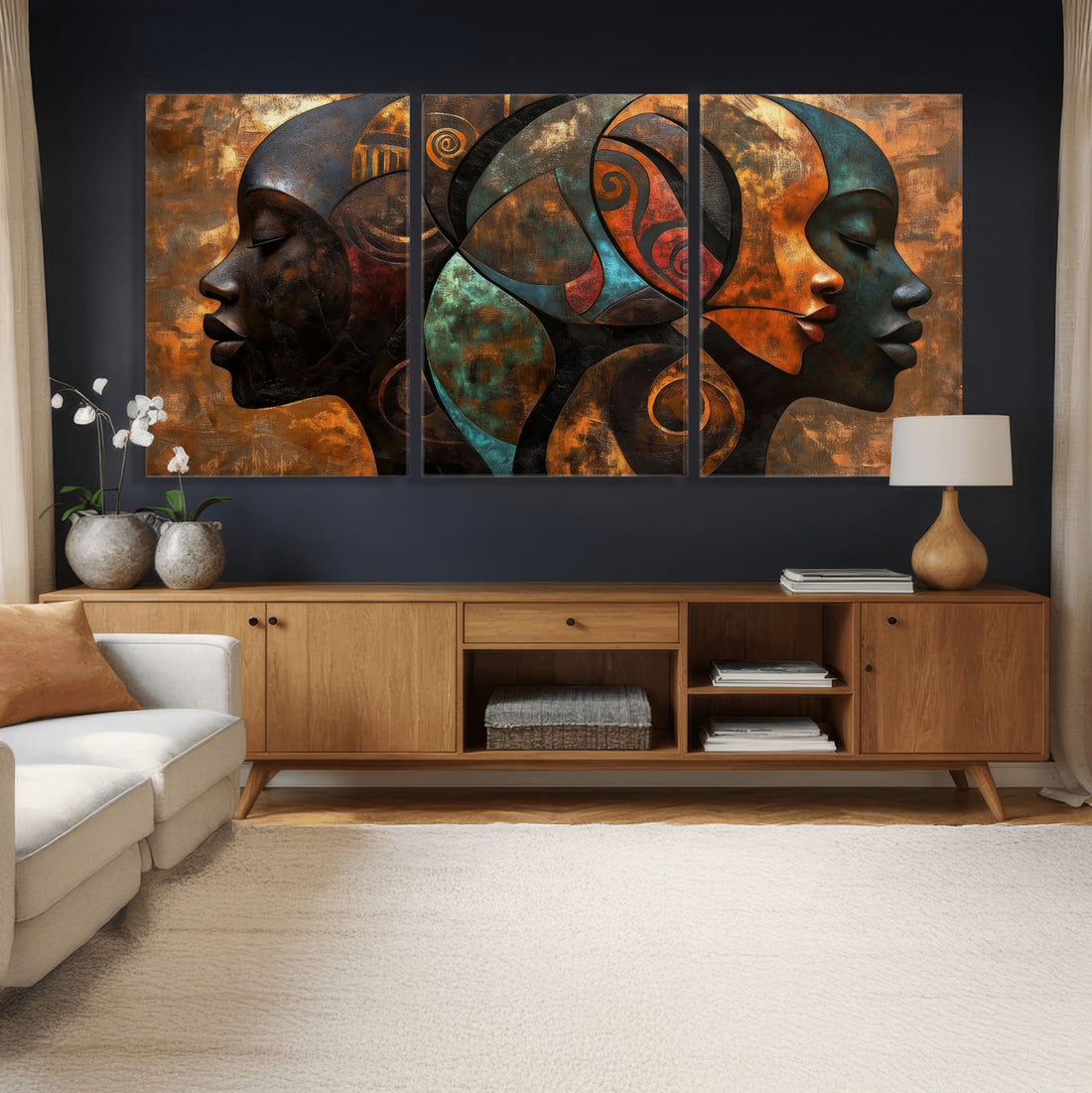 Abstract Afro American Women Wall Art Canvas Print