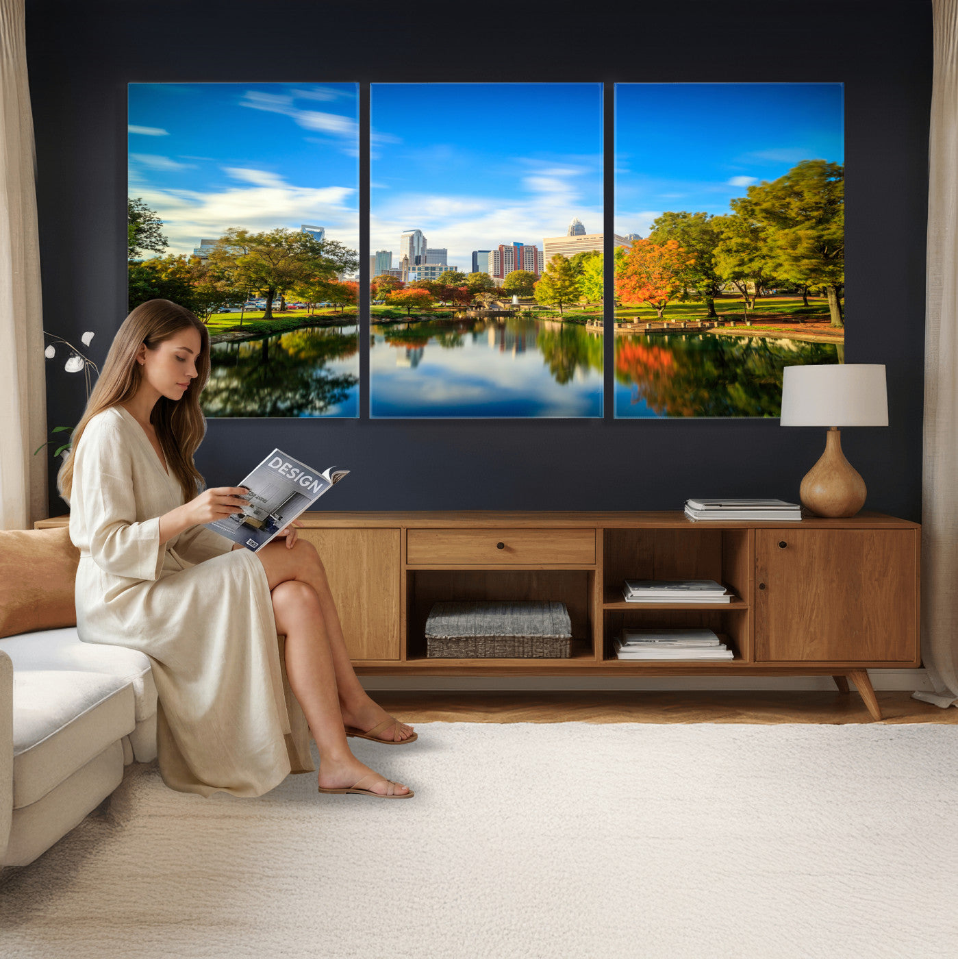 83254720-MGV-CV-36X24 - Charlotte Skyline Canvas Wall Art Print – North Carolina Cityscape Photography Print