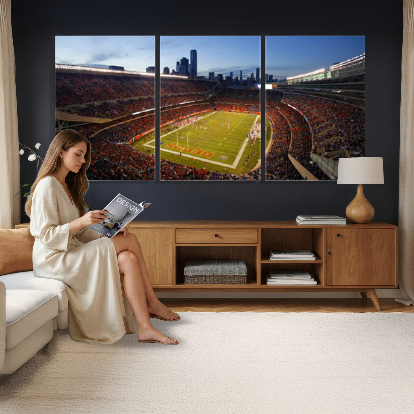 50691720-MGV-CV-36X24 - Chicago Bears Soldier Field Canvas Wall Art, NFL Stadium Panorama Print, Football Arena Photography for Sports Fans
