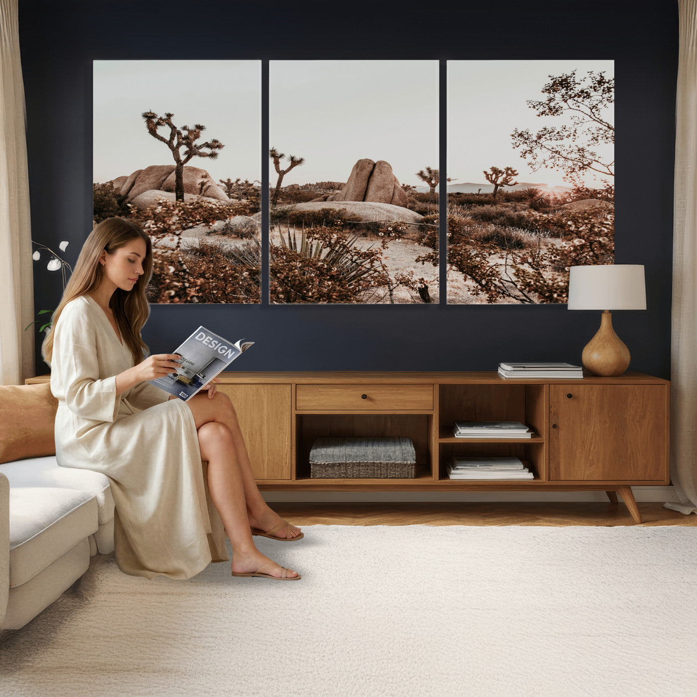 75778944-MGV-CV-36X24 - Joshua Tree Desert Canvas Wall Art Print - Desert Landscape Photography, Boho Southwest Wall Decor, Nature Canvas - Ready to Hang
