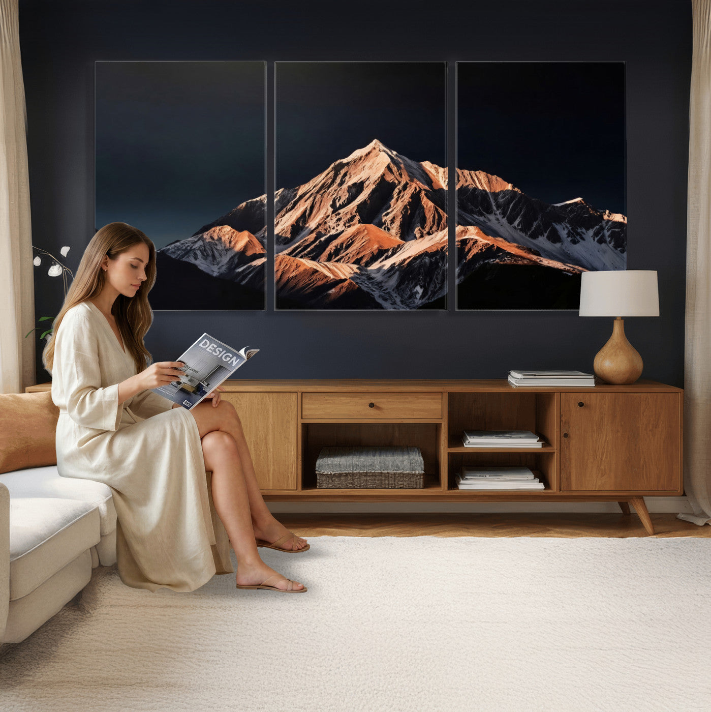10196184-MGV-CV-36X24 - Snow Mountain Wall Art Canvas Print for Living Room Decor