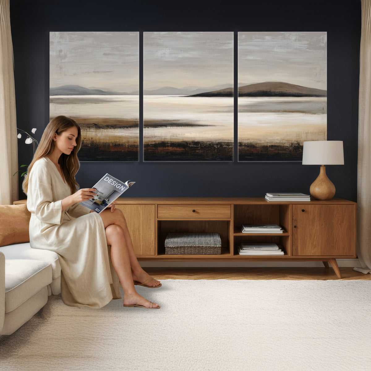 70892205-MGV-CV-36X24 - Modern Abstract Landscape Canvas Wall Art, Minimalist Nature Printing