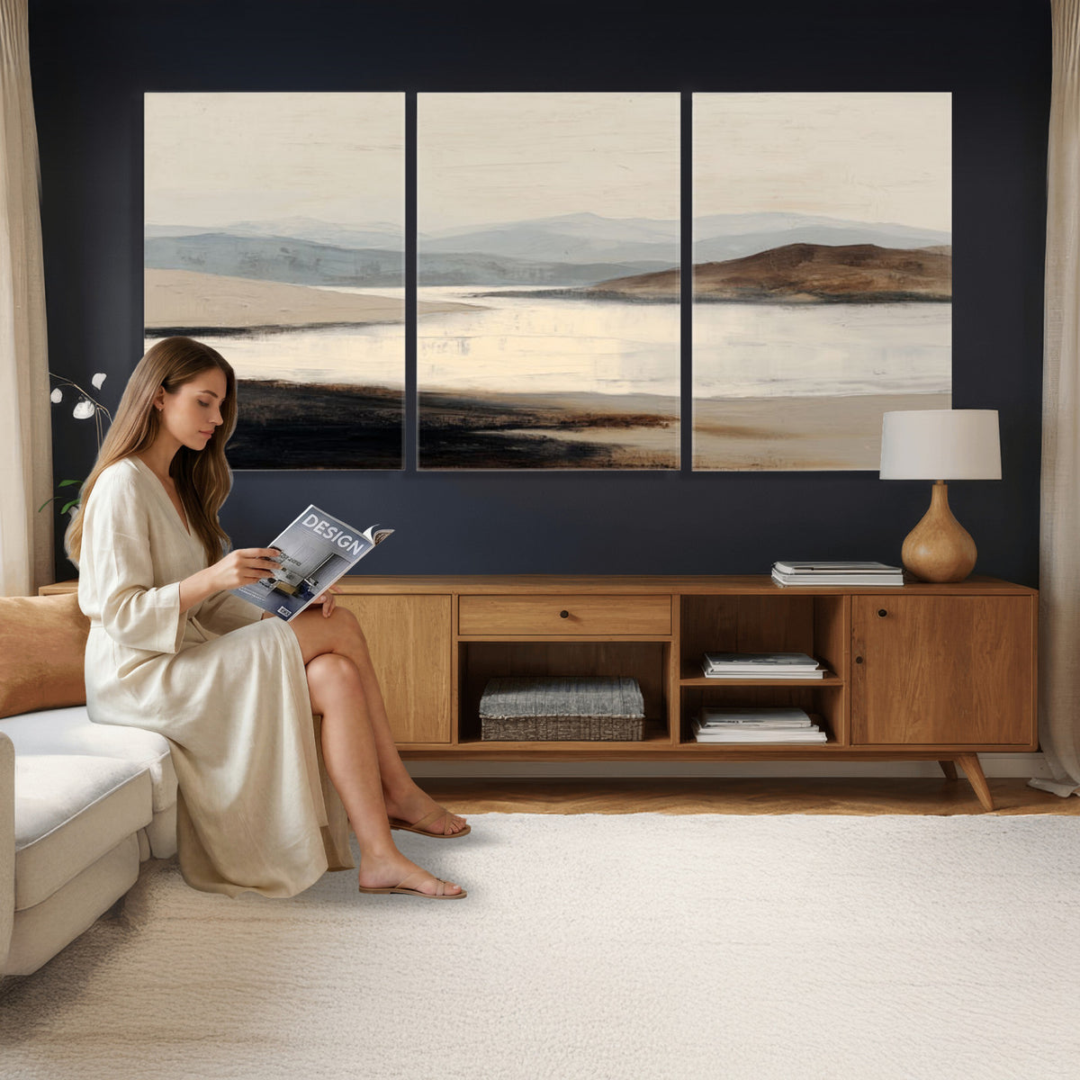 36873679-MGV-CV-36X24 - Modern Abstract Landscape Canvas Wall Art, Minimalist Nature Printing