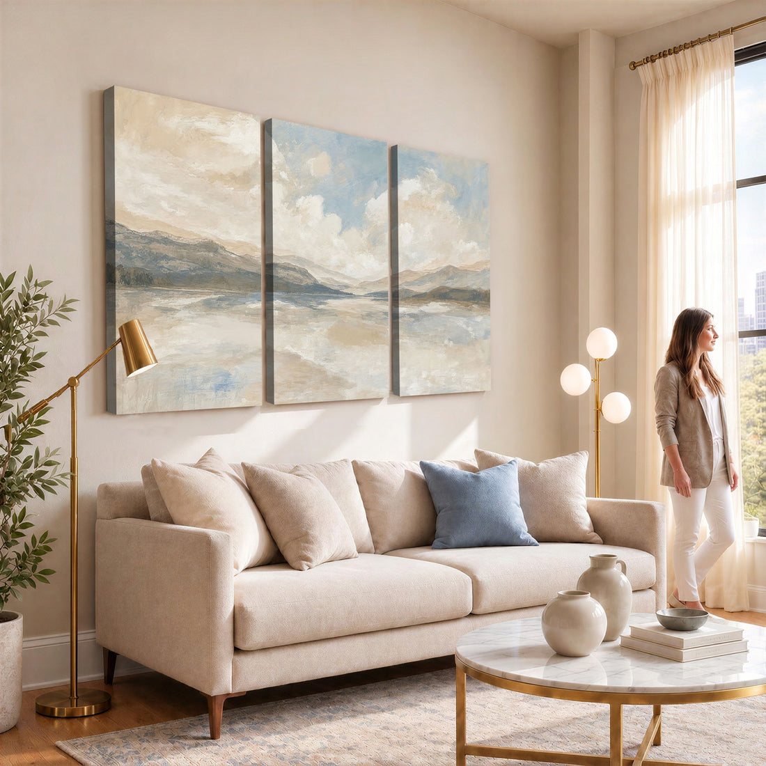 Serene Mountain and Lake Landscape Canvas Wall Art