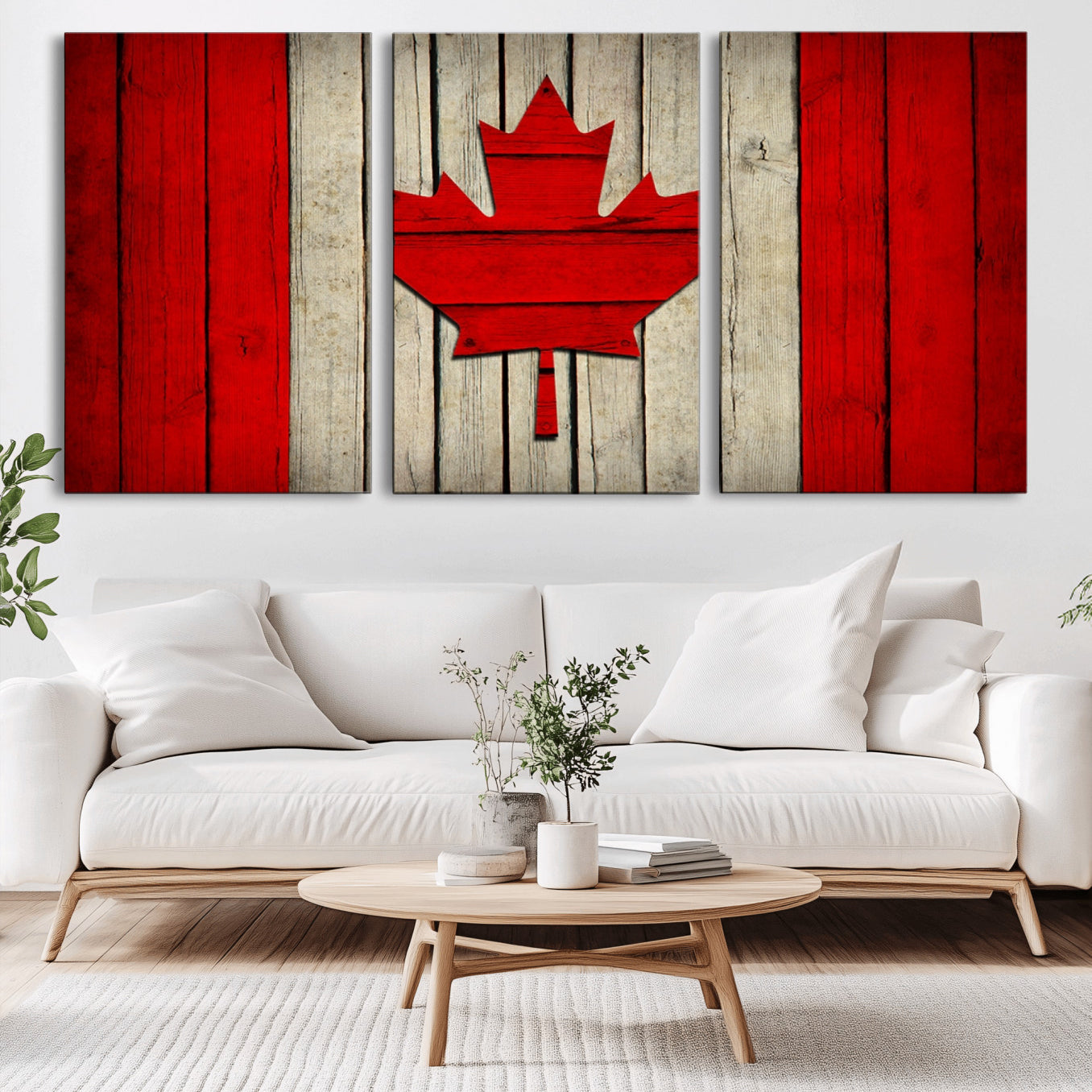 22674-MGV-CV-36X24-Rustic Canada Flag Wall Art – Framed Canadian Flag Canvas Print, Vintage Wood Texture Home or Office Decor