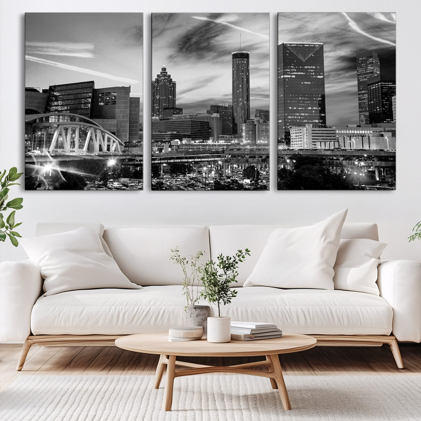 -Black and White Atlanta Wall Art Canvas Print