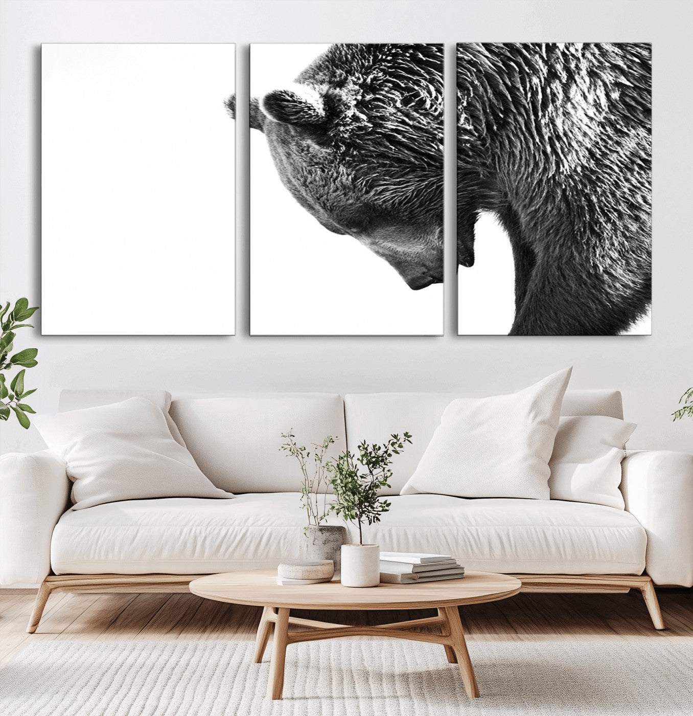 35398-MGV-CV-36X24-Black and White Grizzly 399 Bear Canvas Print Wall Art | Large Wildlife Canvas Print for Living