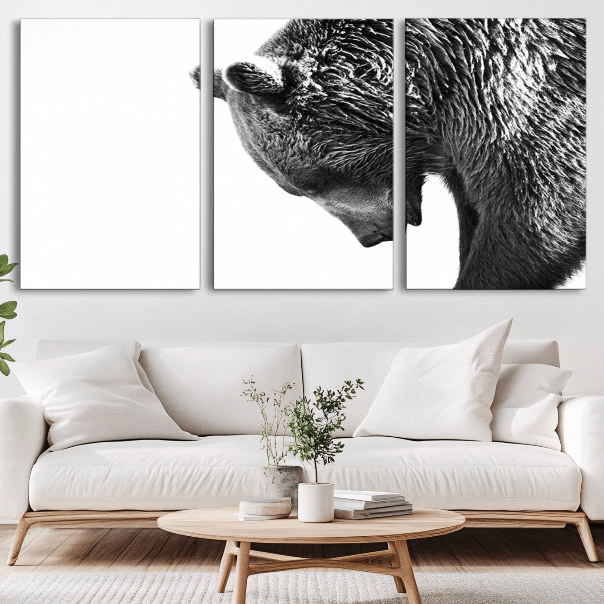 35398-MGV-CV-36X24-Black and White Grizzly 399 Bear Canvas Print Wall Art | Large Wildlife Canvas Print for Living