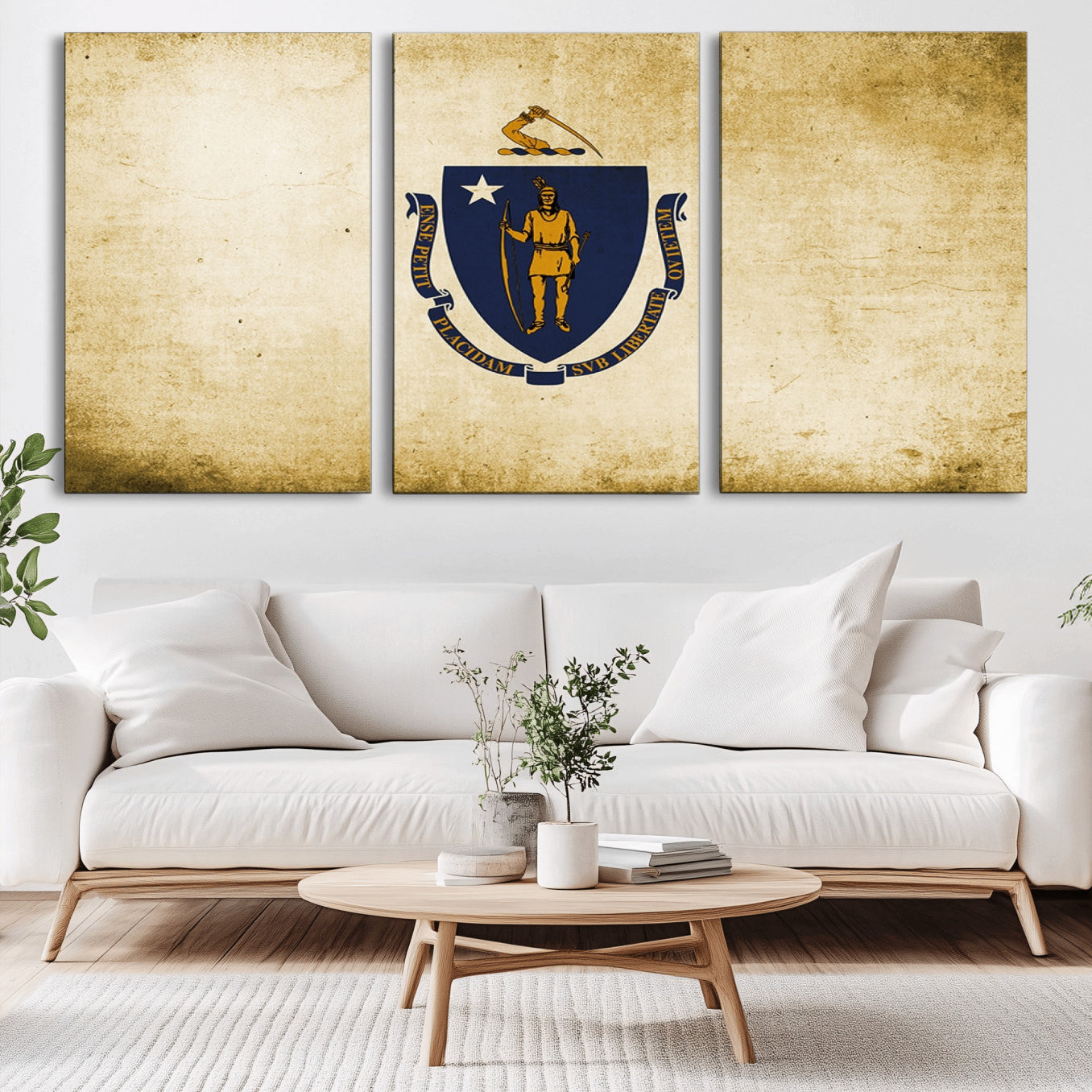 -Massachusetts Flag Wall Art Canvas Print